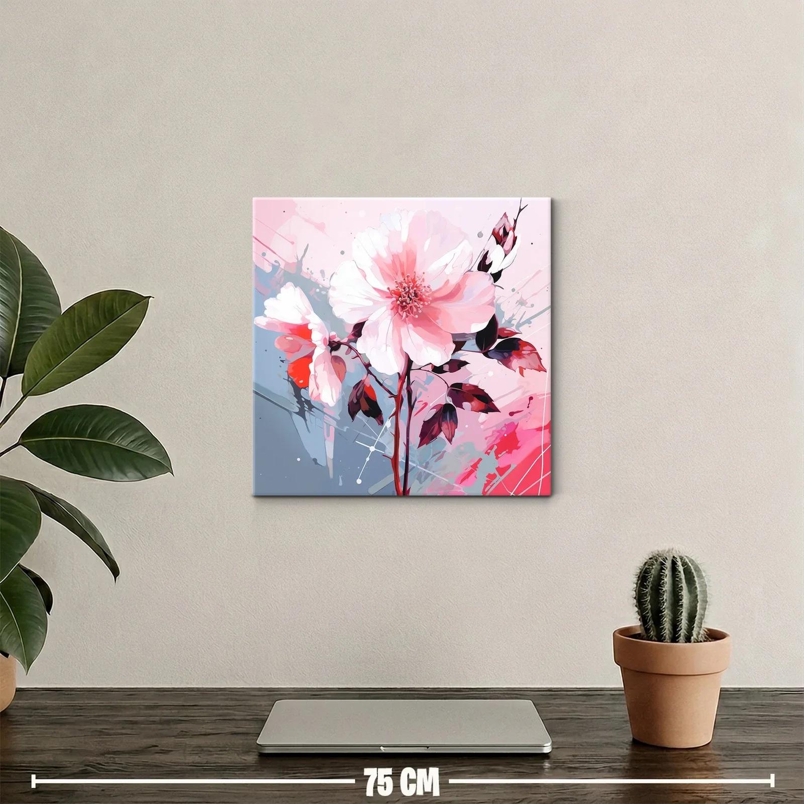 Flores en tonos rosa y rojo con toque abstracto moderno — miniatura 2