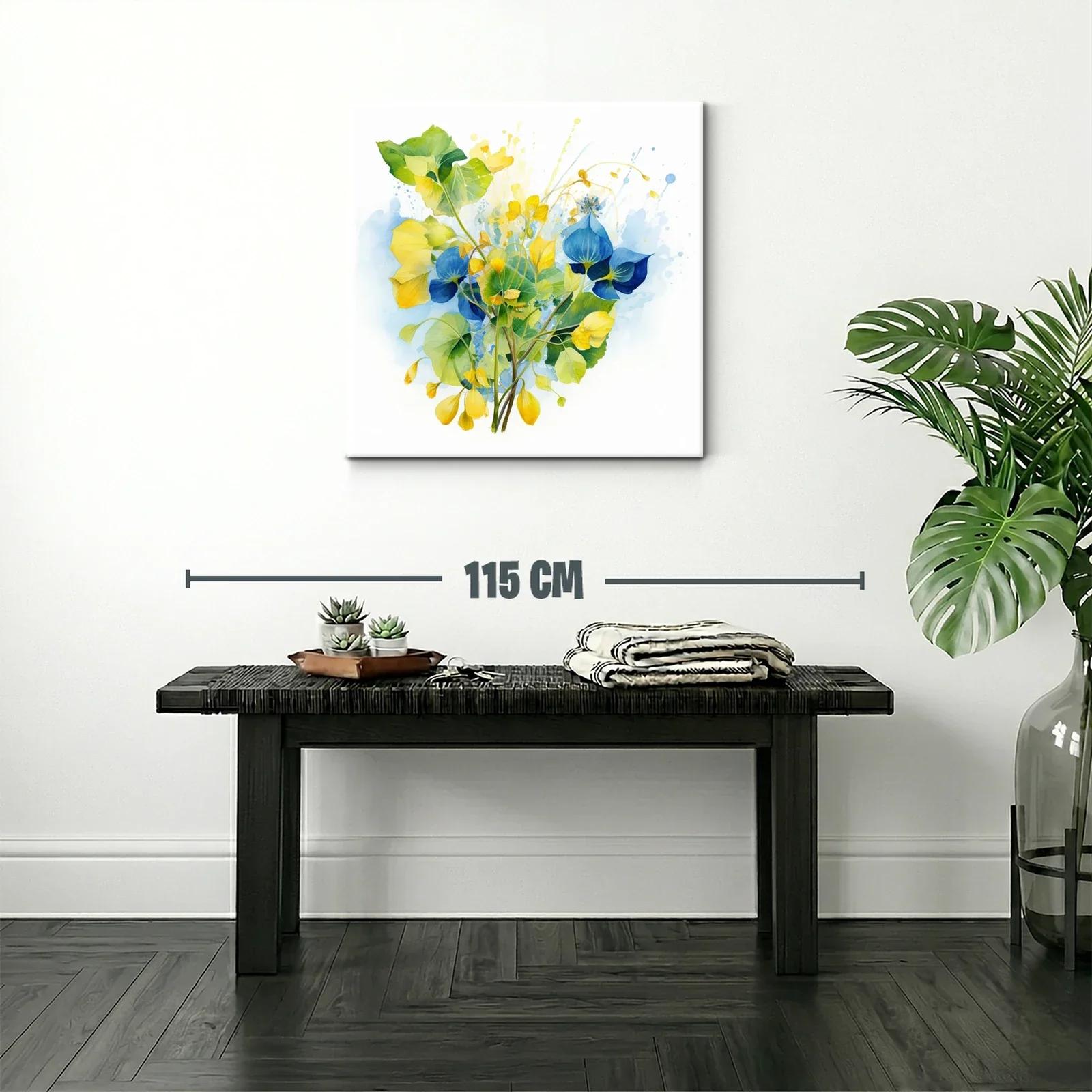 Composición floral en tonos azules y amarillos vibrantes — miniatura 2