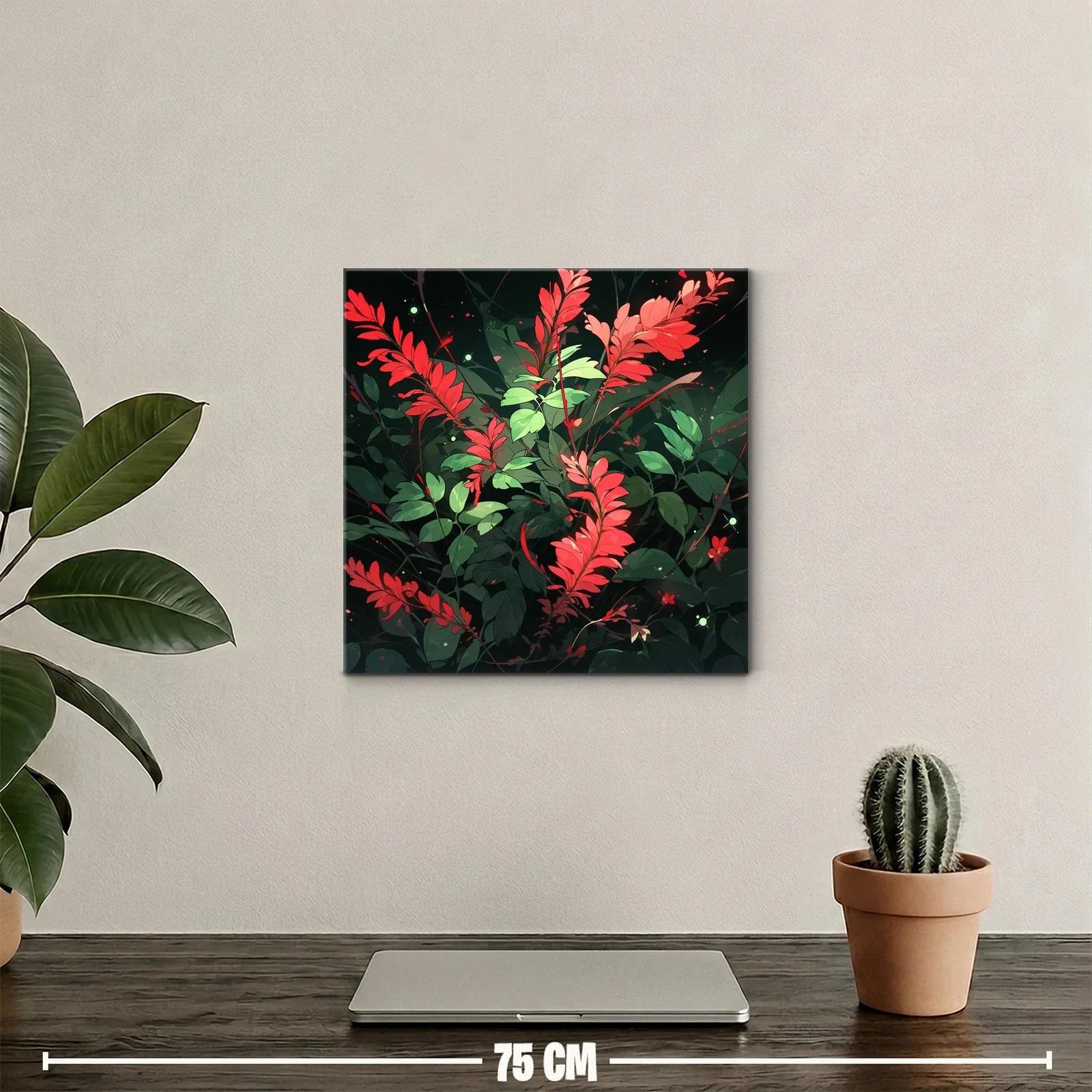 Exuberante composición floral con hojas rojas y verdes vibrantes — miniatura 2