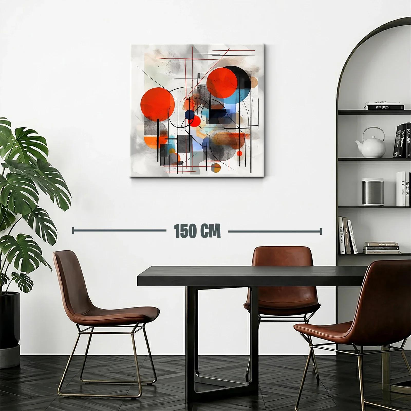Composición abstracta con círculos en tonos vibrantes y líneas — miniatura 2