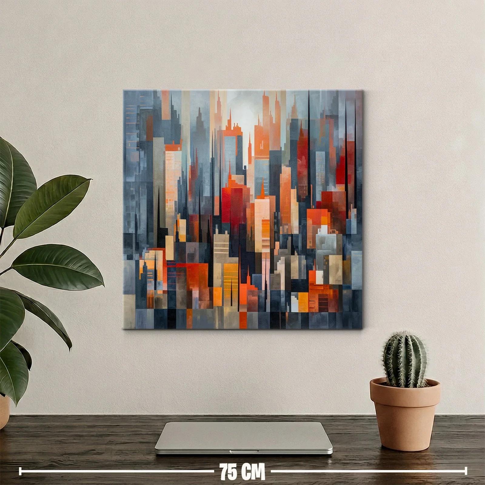Composición abstracta de paisaje urbano con tonos cálidos — miniatura 2