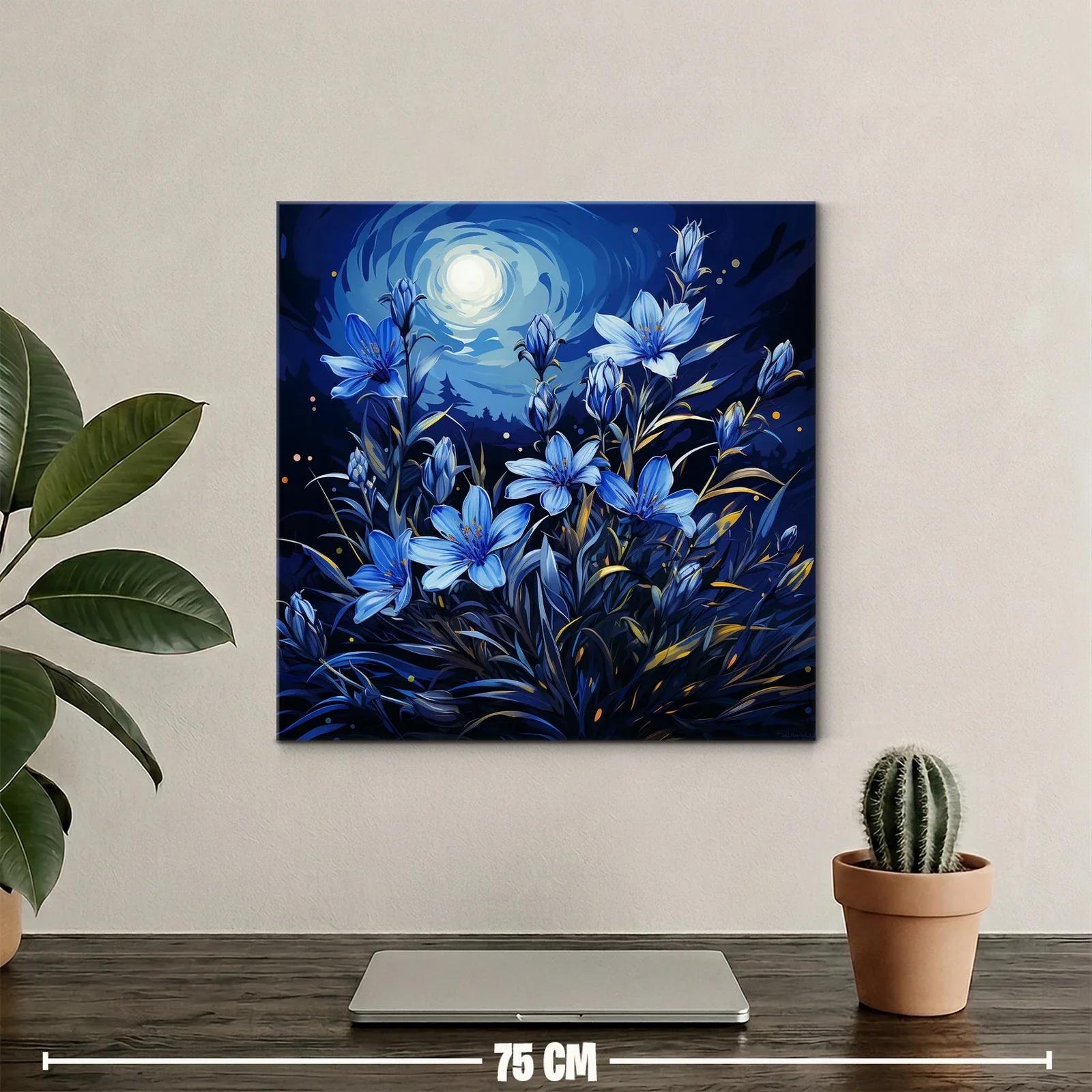Ramo de flores azules bajo la luna brillante — miniatura 2