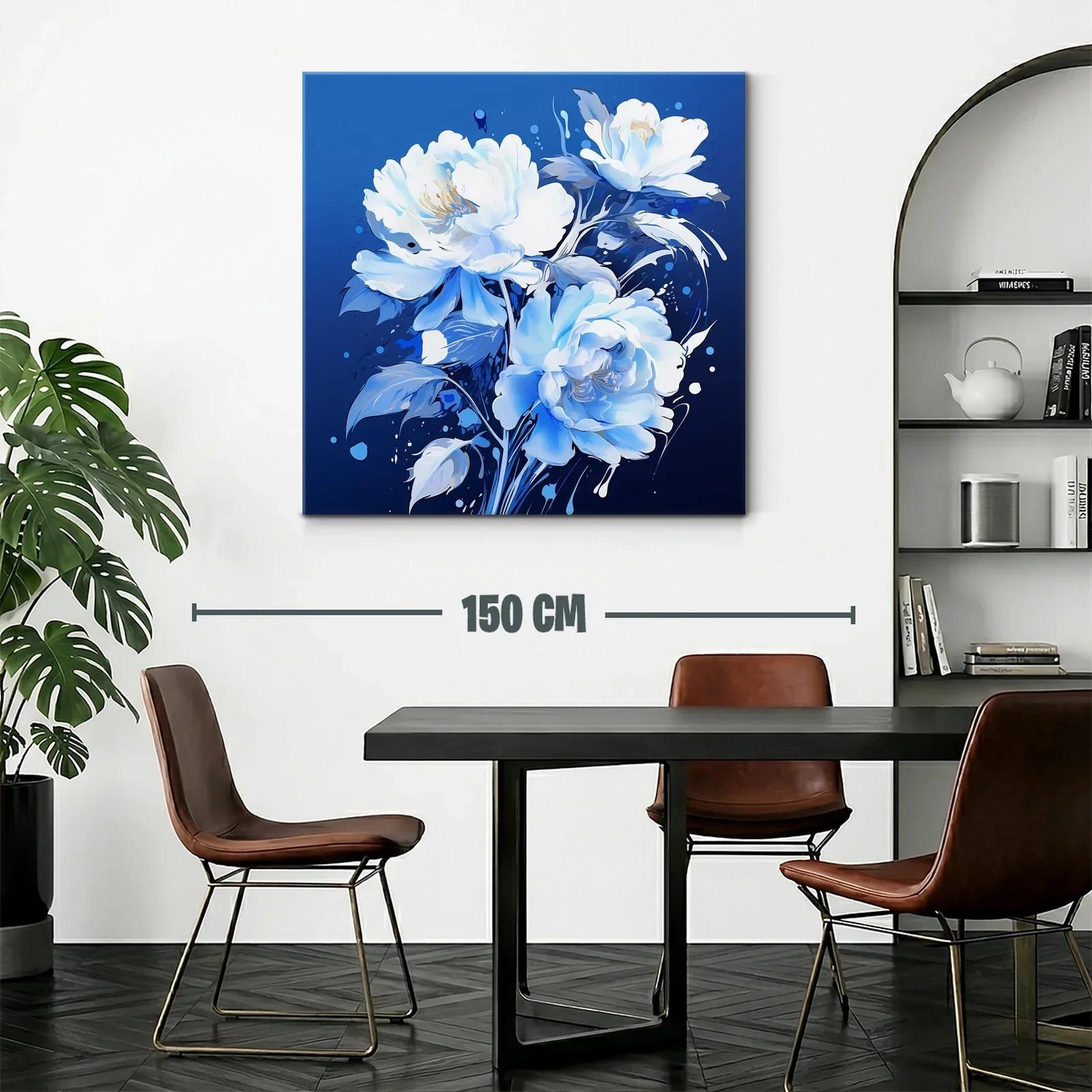 Elegantes flores blancas sobre fondo azul intenso — miniatura 2