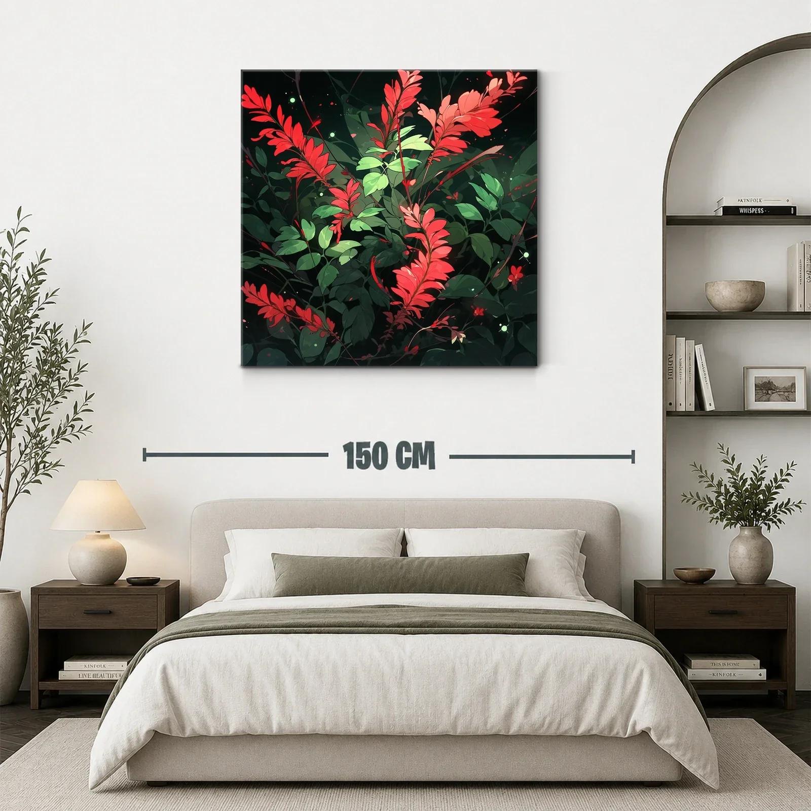Exuberante composición floral con hojas rojas y verdes vibrantes — miniatura 3