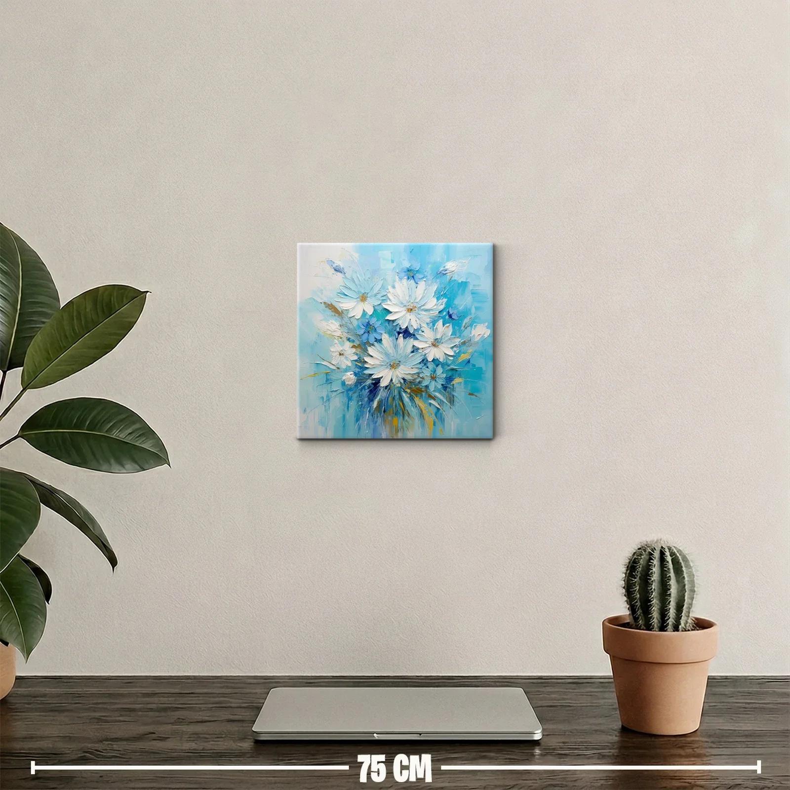 Cuadro decorativo ramo de flores en tonos azules y blancos — miniatura 2