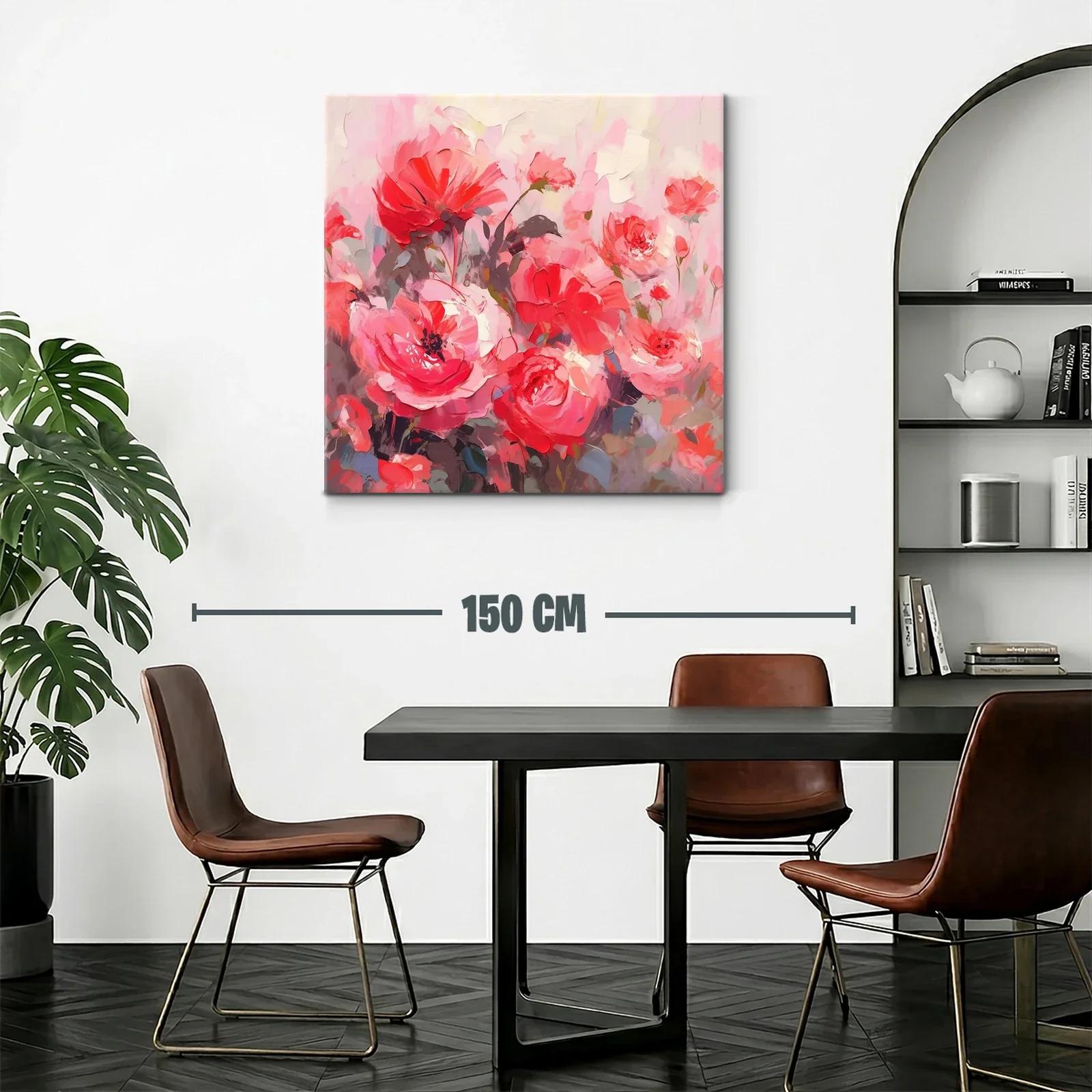 Cuadro floral con explosión de rosas en tonos rojos y rosas — miniatura 2