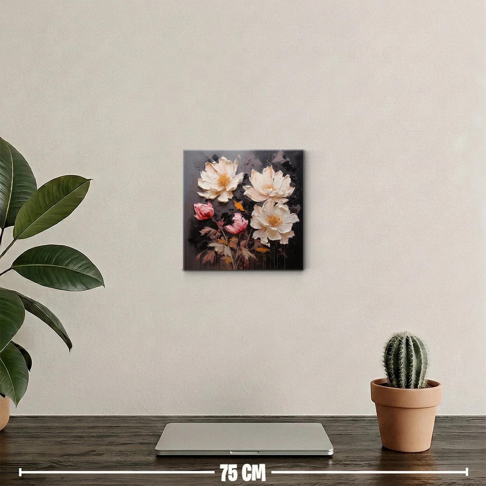 Cuadro decorativo de flores delicadas en tonos neutros y rosas — miniatura 2