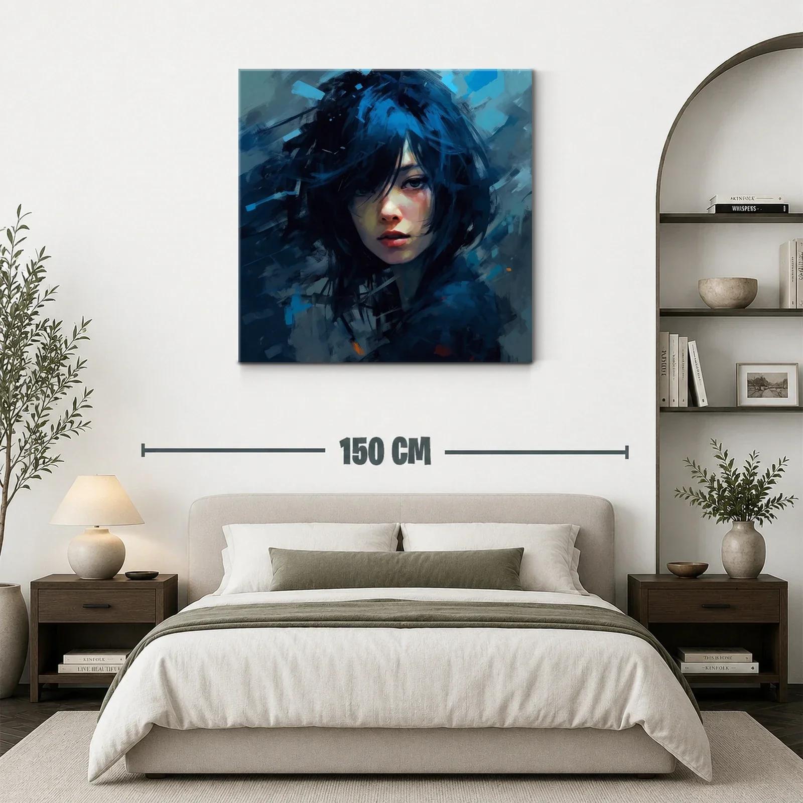 Retrato femenino con tonos azules y atmósfera intensa — miniatura 3