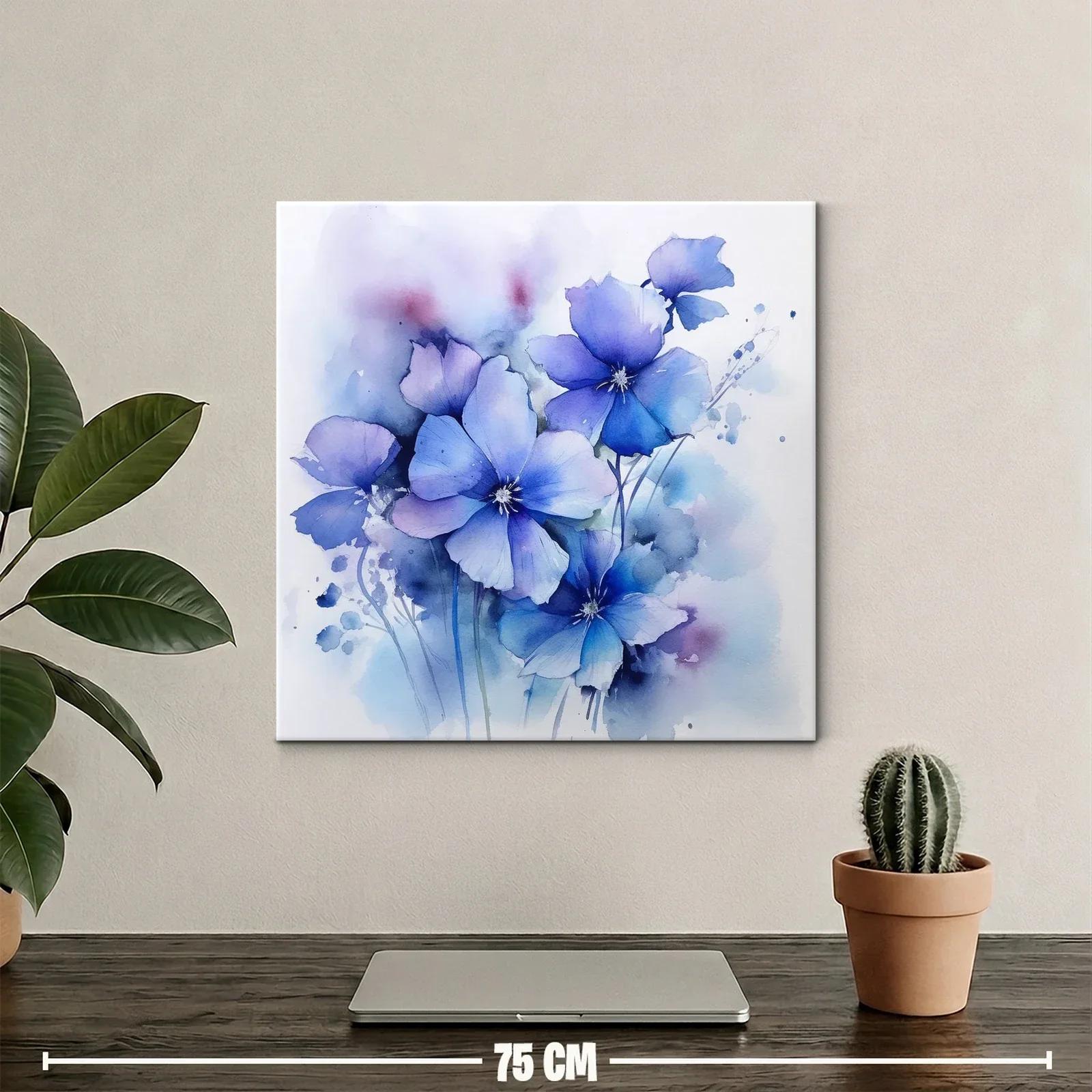 Flores azules en acuarela con tacto etéreo y delicado — miniatura 2