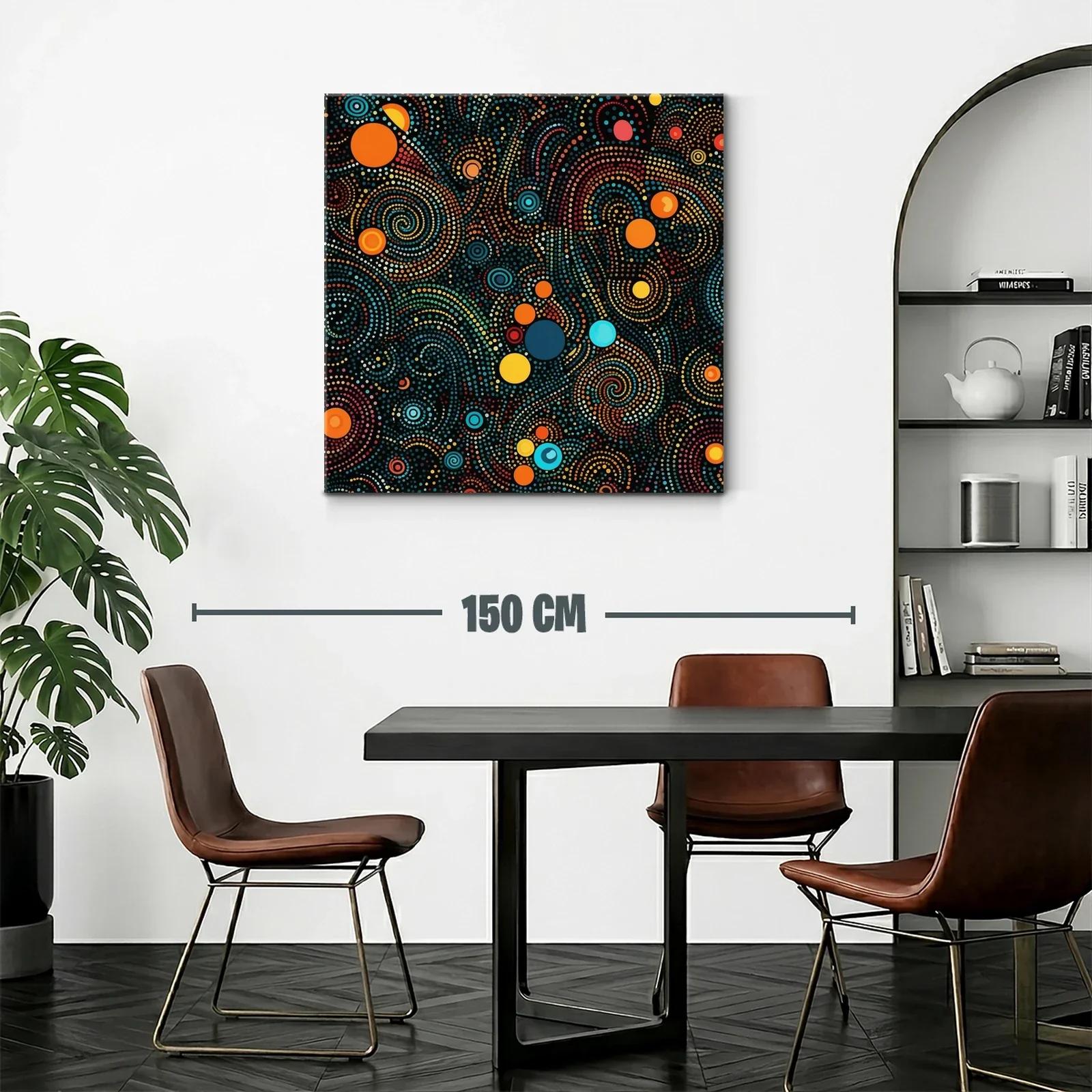 Cuadro abstracto en espirales con puntos vibrantes — miniatura 2
