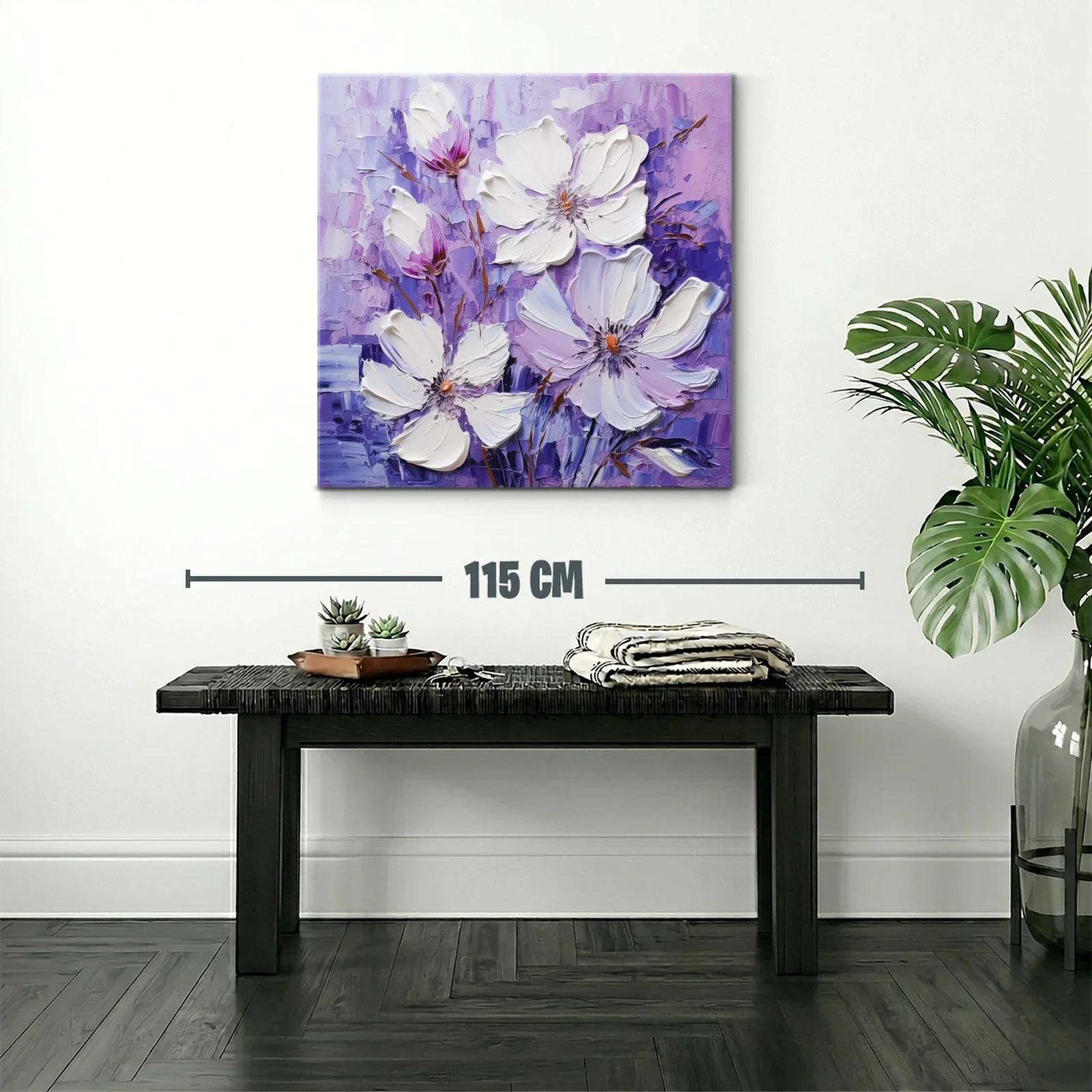 Flores blancas sobre un fondo violeta en relieve — miniatura 2