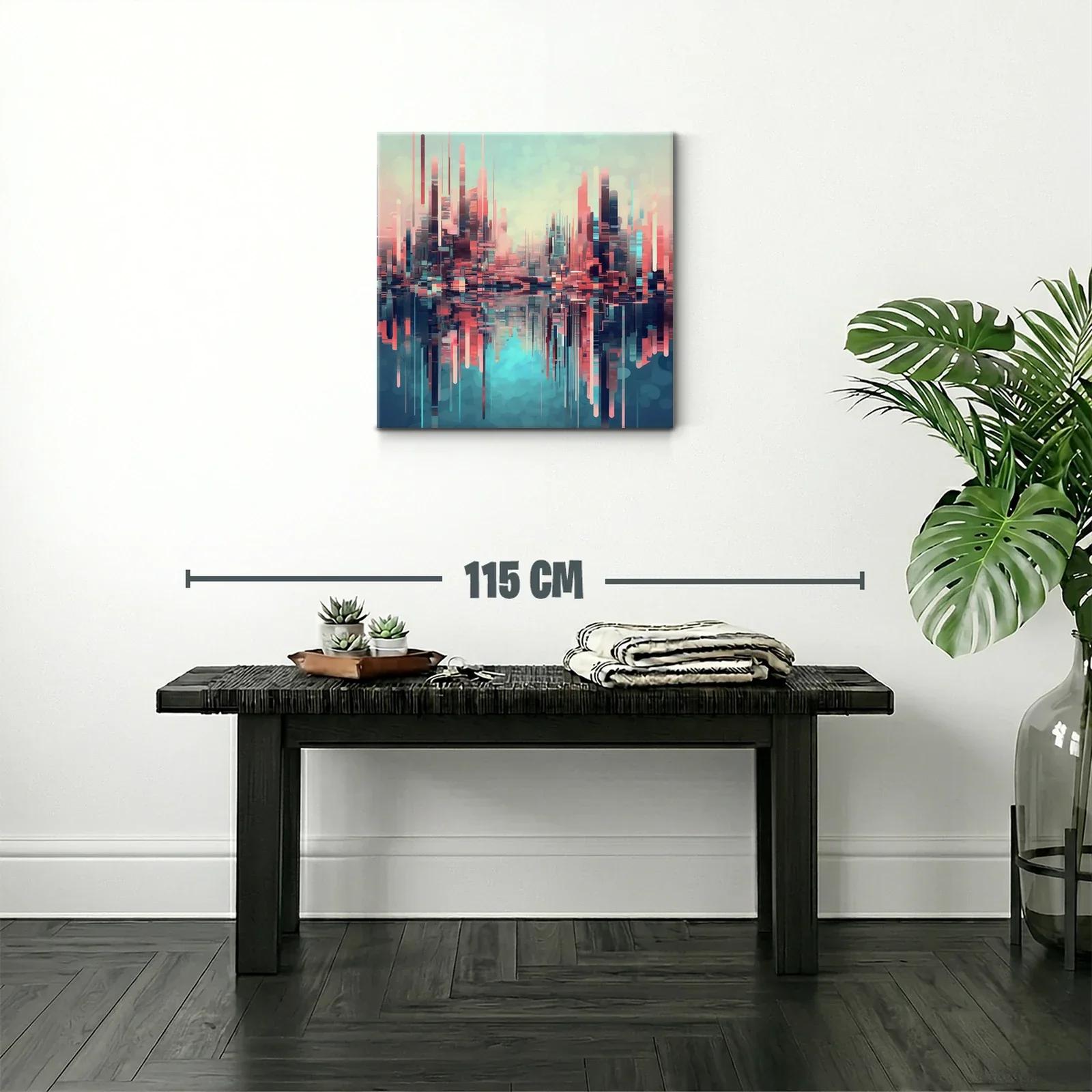 Ciudad futurista con reflejos en tonos pastel y azul profundo — miniatura 2