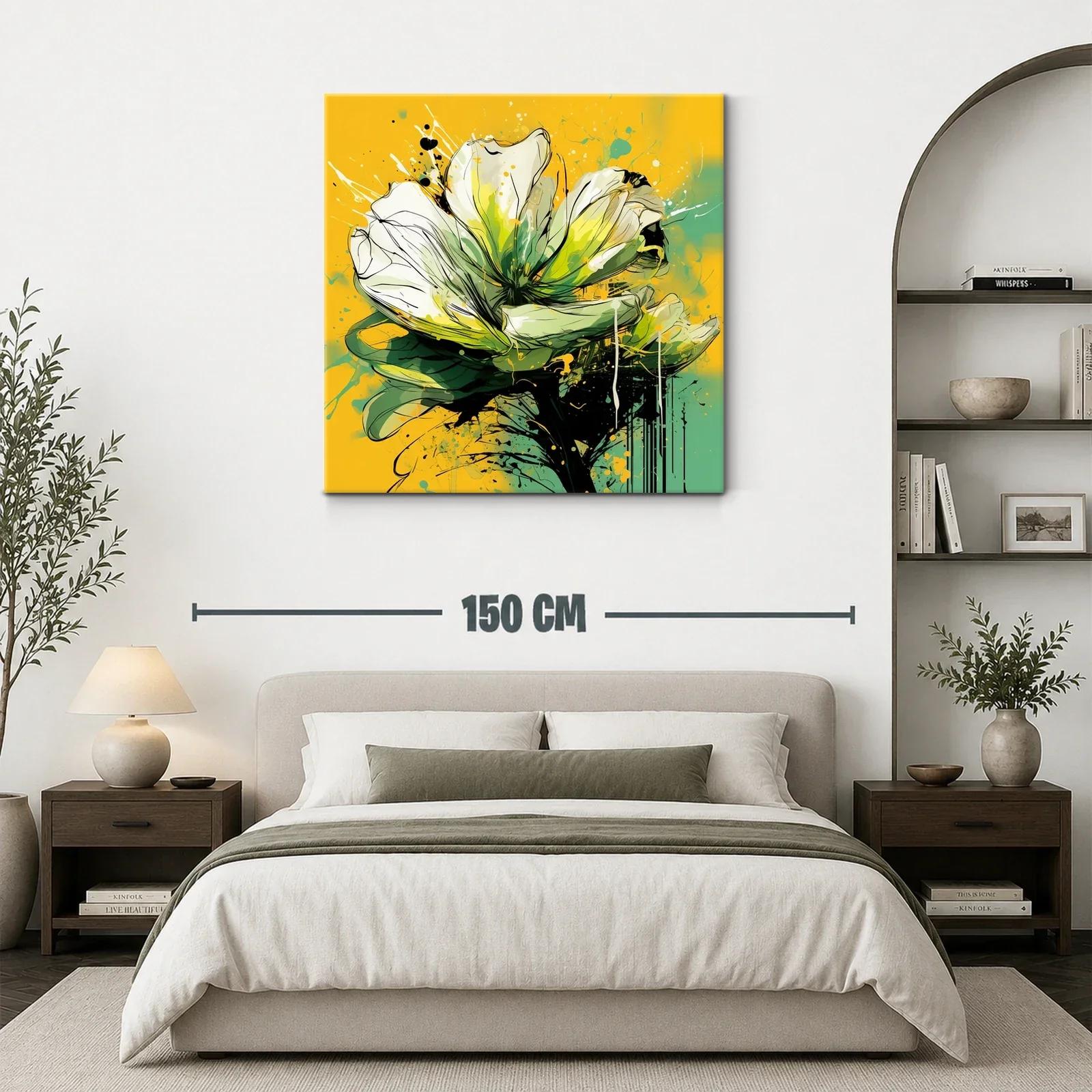 Flor abstracta vibrante en tonos verdes y amarillos — miniatura 3