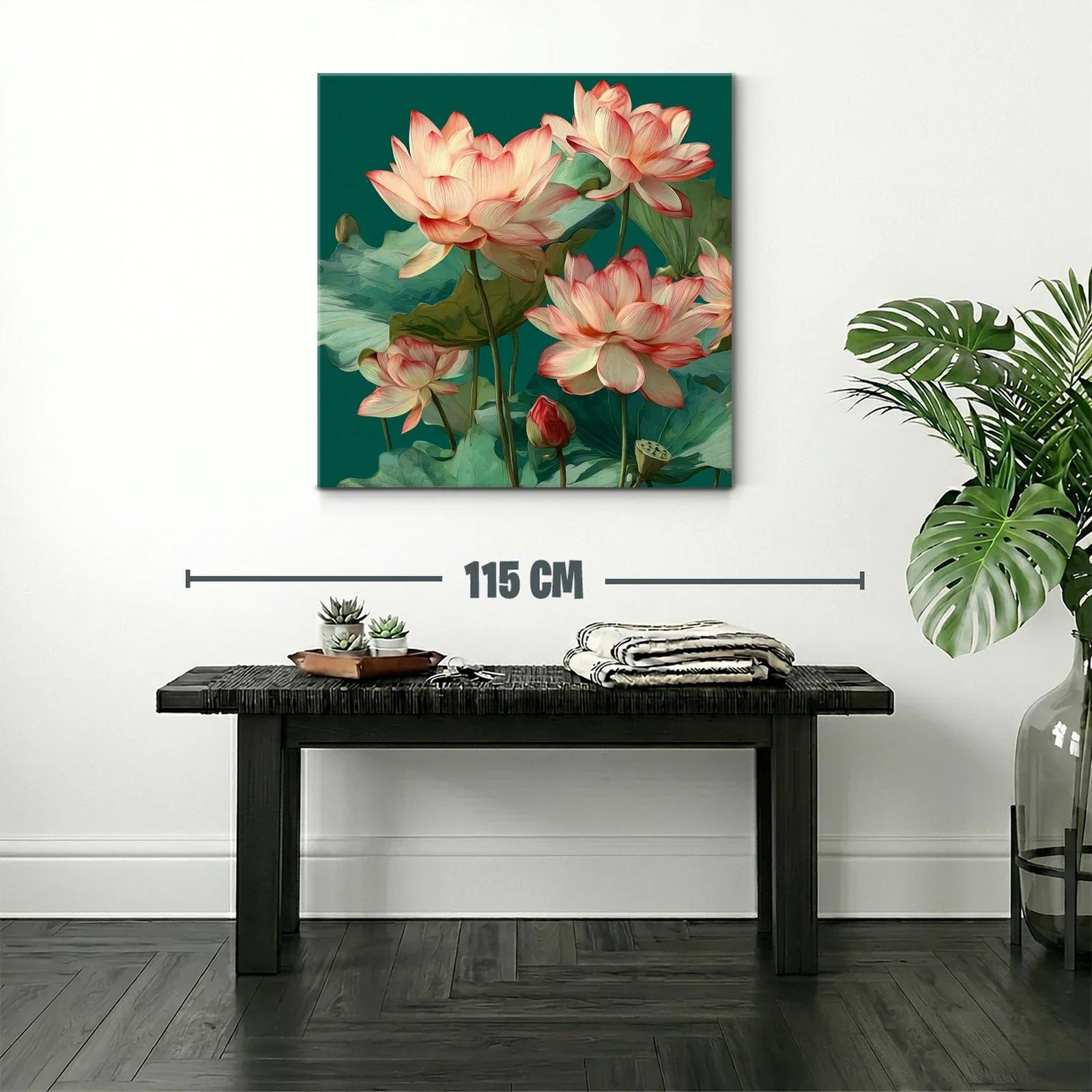 Flores de loto en tonos suaves sobre fondo verde — miniatura 2