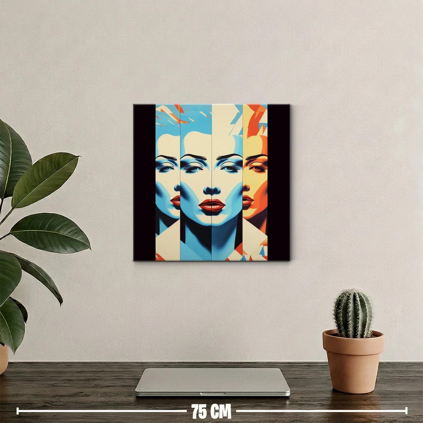 Retrato femenino vibrante en tonos cálidos y azules contrastantes — miniatura 2
