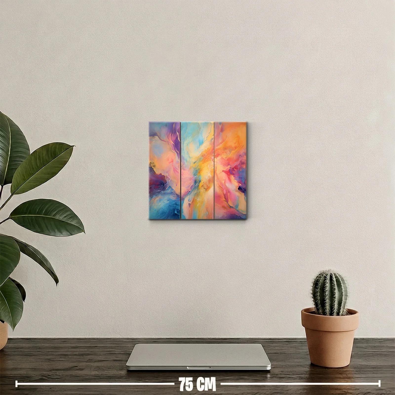 Cuadro abstracto en tonos cálidos y fríos vibrantes — miniatura 2