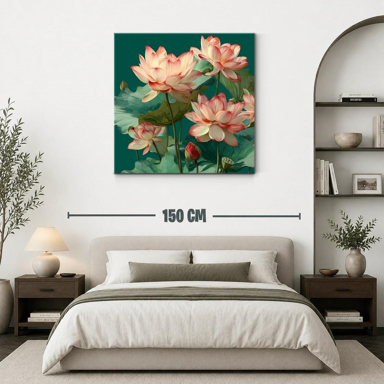 Flores de loto en tonos suaves sobre fondo verde — miniatura 3