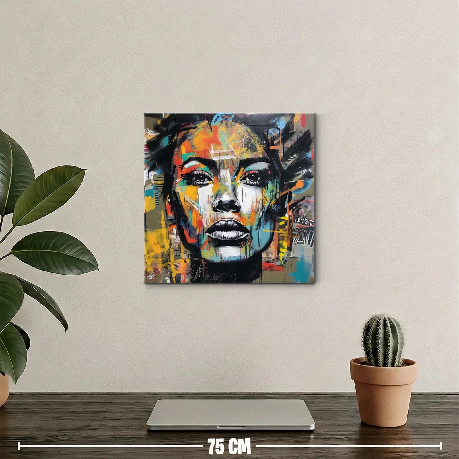 Retrato vibrante con efecto grafiti y expresividad urbana — miniatura 2