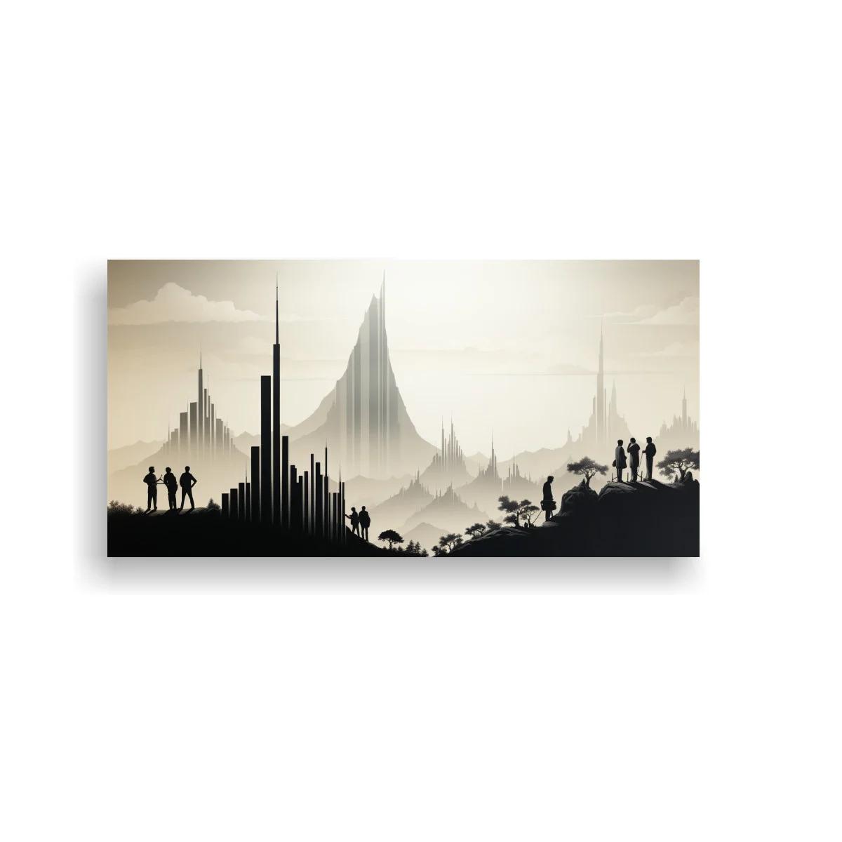 Cuadro paisaje de ciudad fantástica entre colinas — imagen principal
