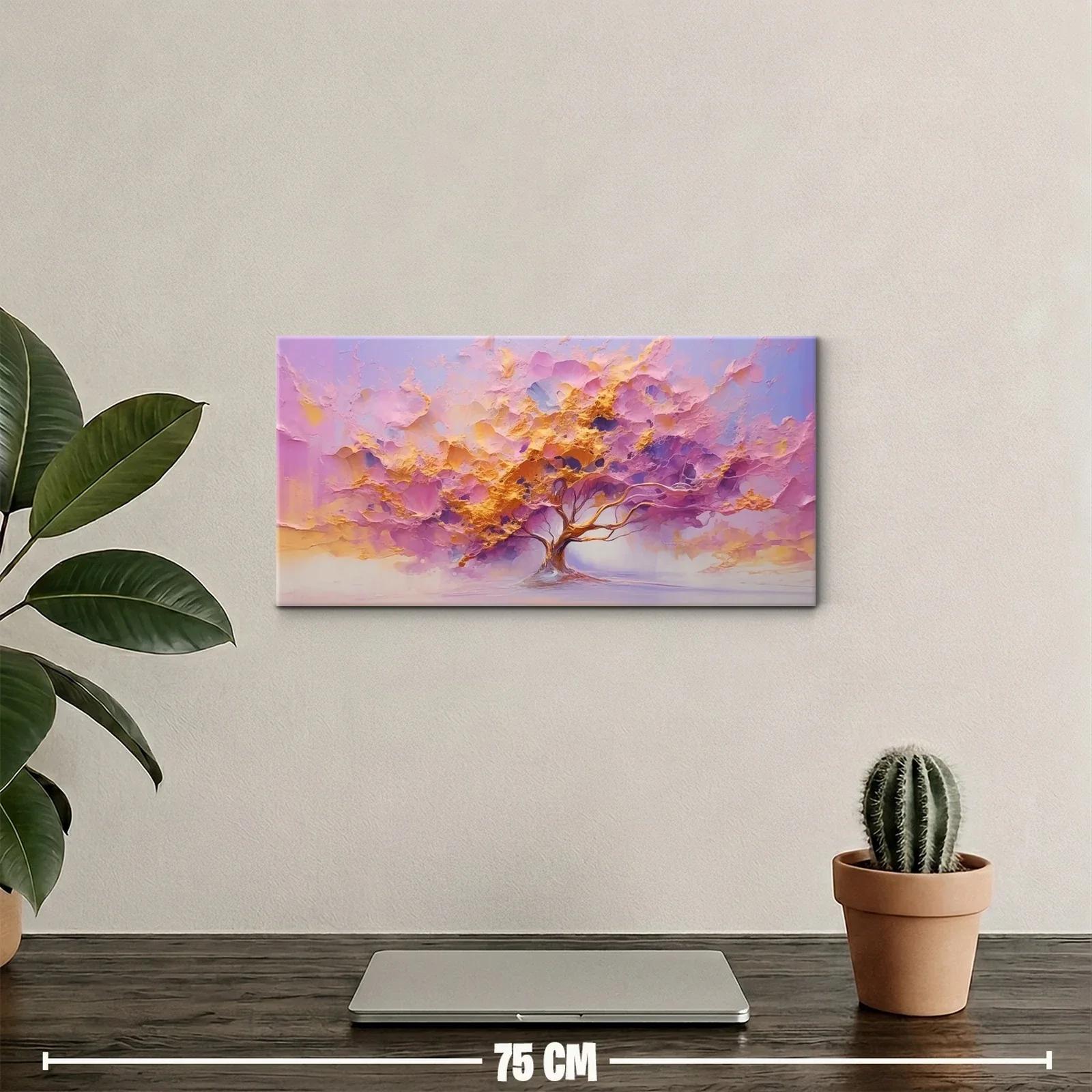 Cuadro árbol en flor con toques dorados — miniatura 2