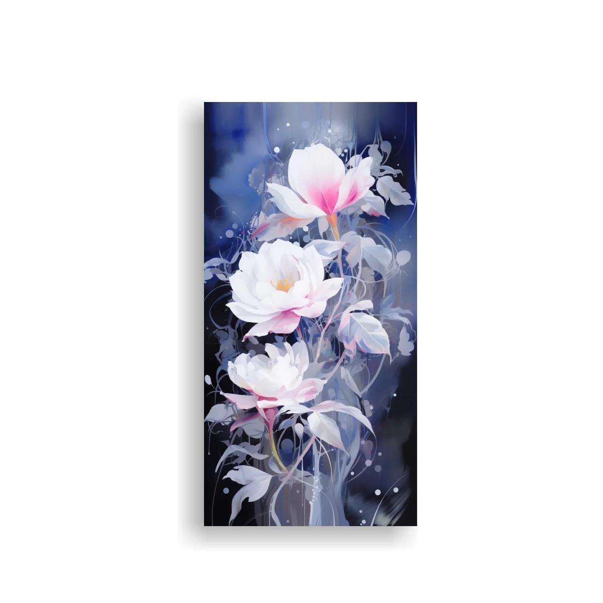 Cuadro magnolias blancas y rosadas sobre fondo oscuro — imagen principal