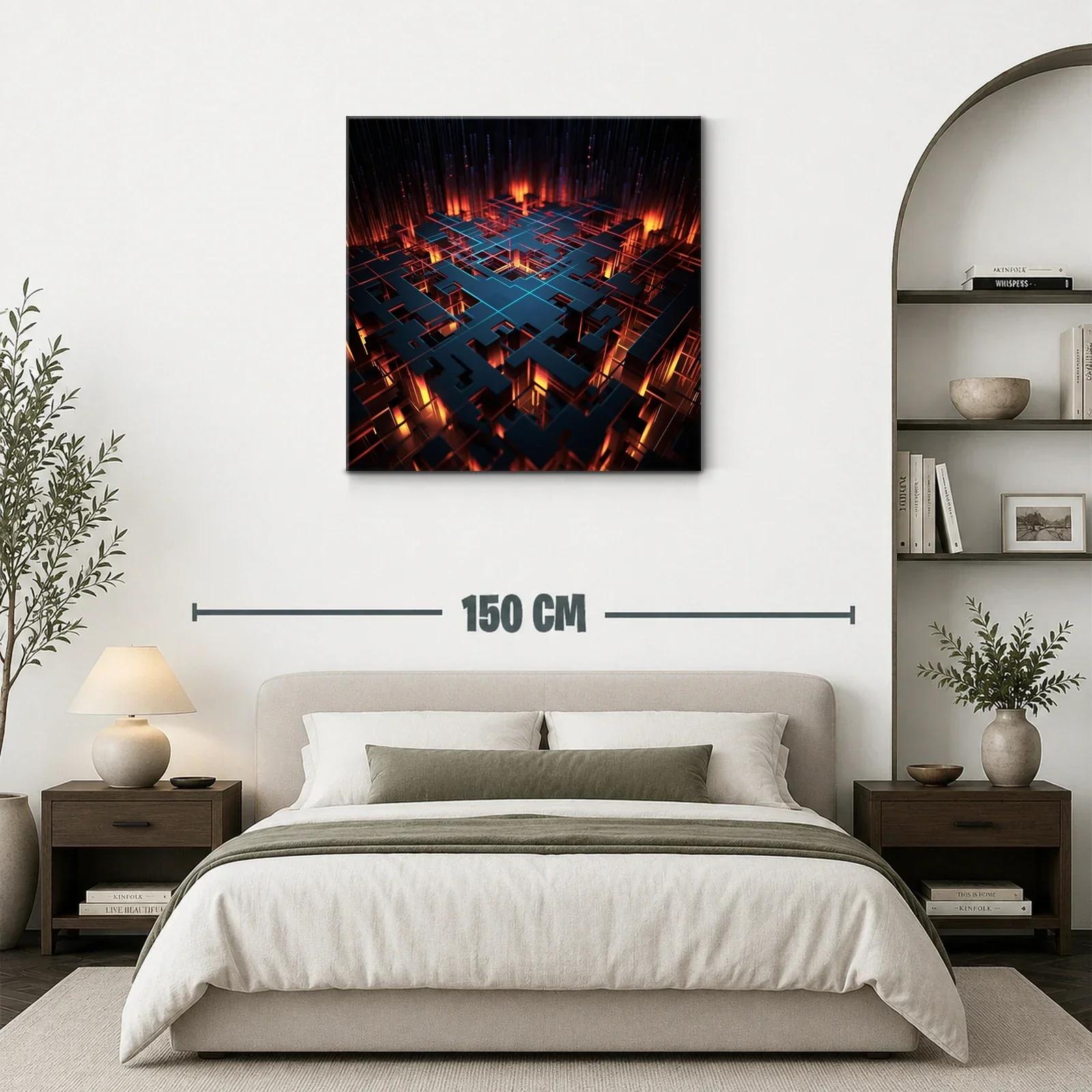 Abstracto geométrico con luces cálidas y líneas azules — miniatura 3