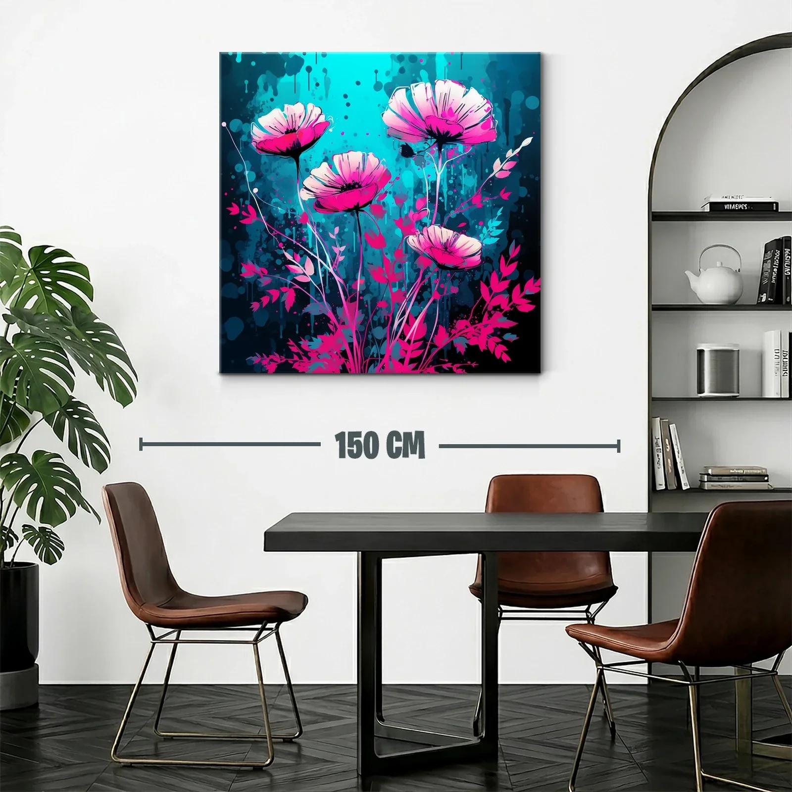 Flores vibrantes en contraste turquesa y magenta — miniatura 2