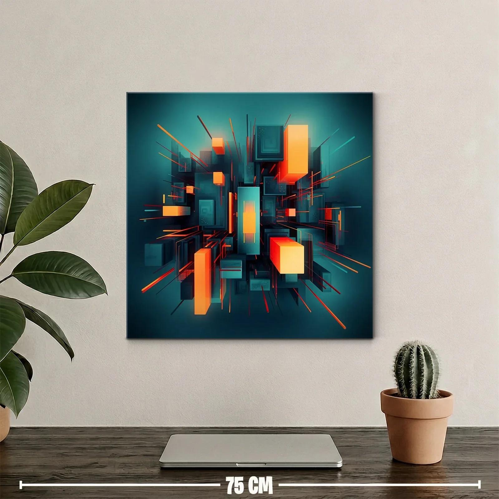 Composición geométrica vibrante en tonos azul y naranja — miniatura 2