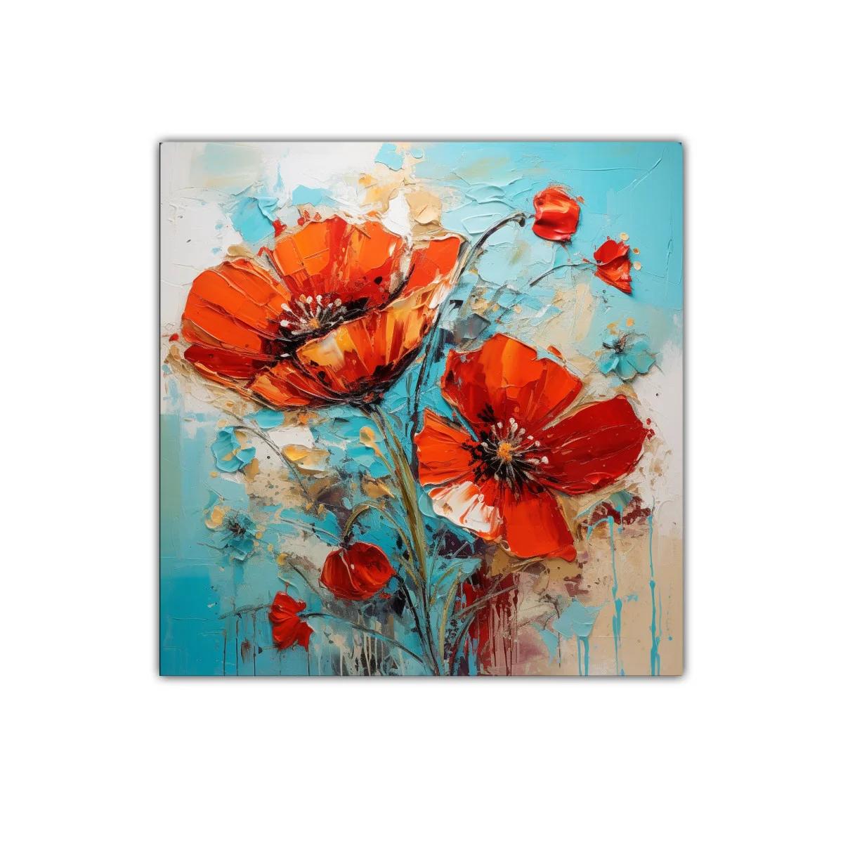 Flores vibrantes en rojo y azul para decorar espacios