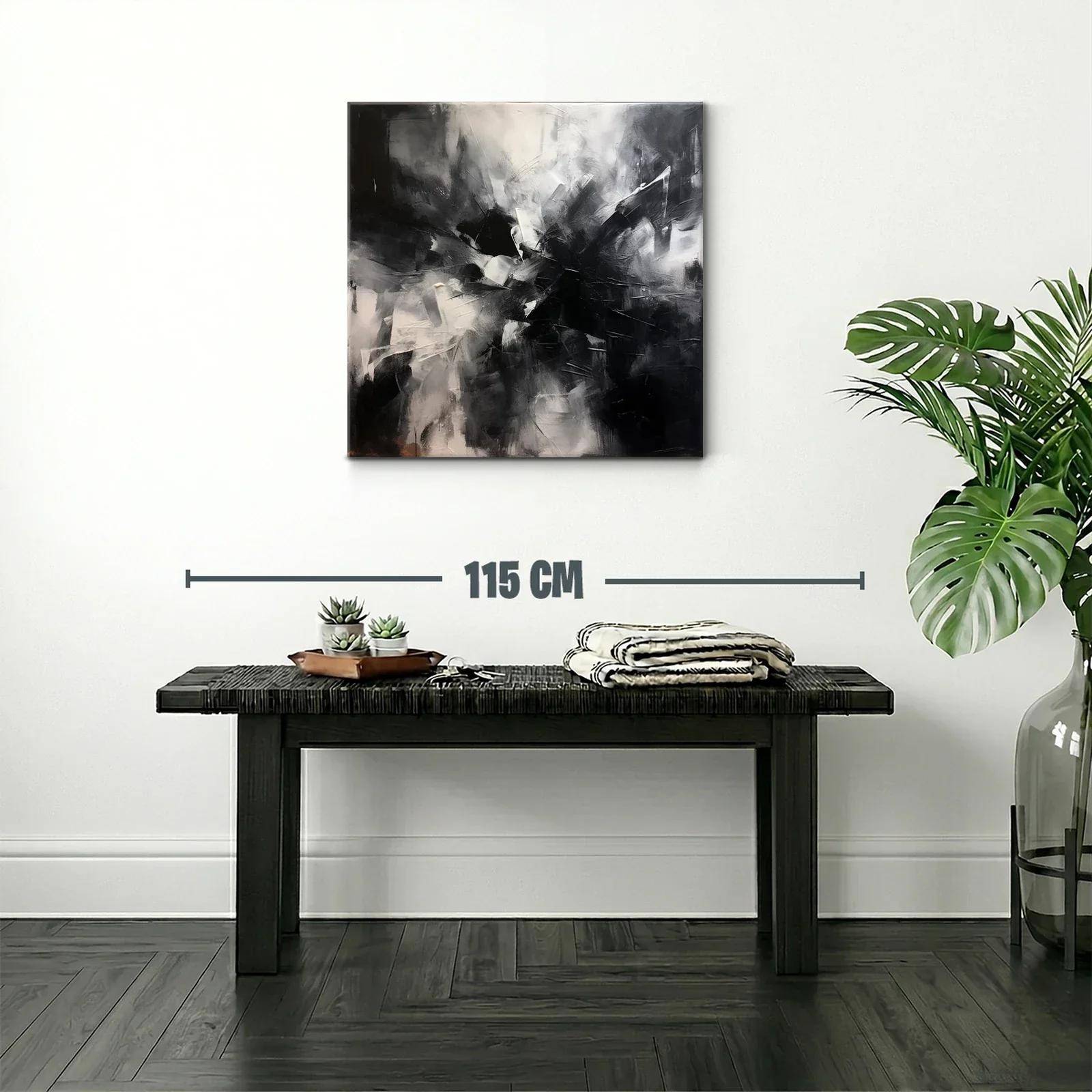 Cuadro abstracto en blanco y negro con impacto visual — miniatura 2