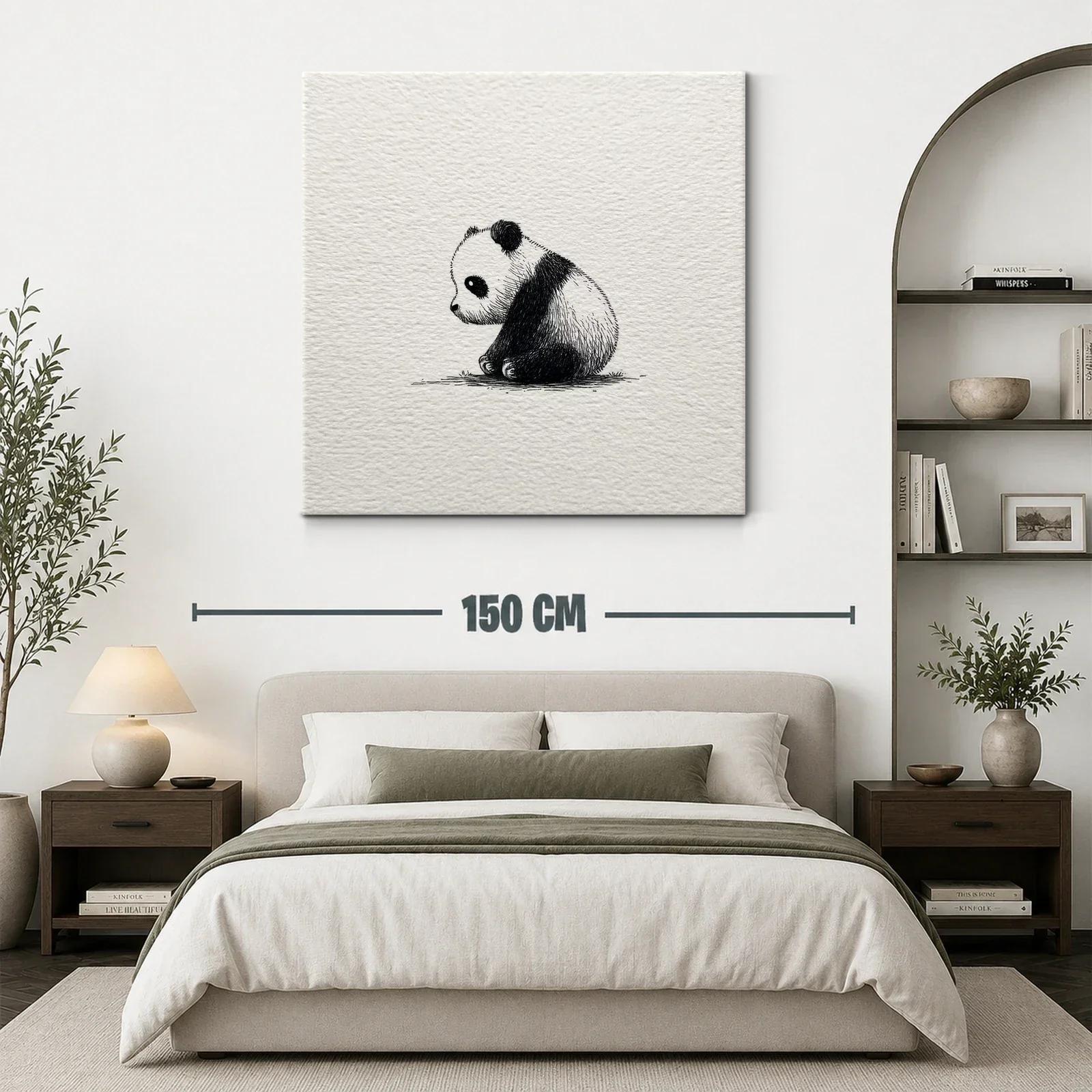 Sutil ilustración de panda bebé en blanco y negro — miniatura 3