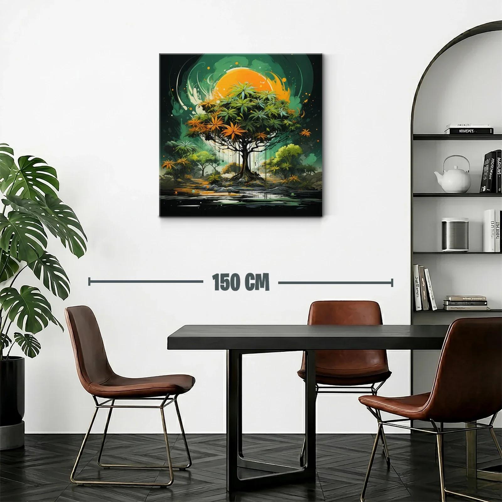 Árbol vibrante con tonos verdes y naranjas bajo sol intenso — miniatura 2