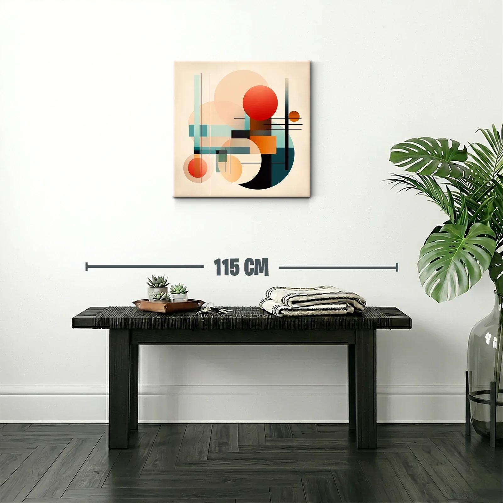 Cuadro abstracto con formas geométricas y paleta cálida — miniatura 2