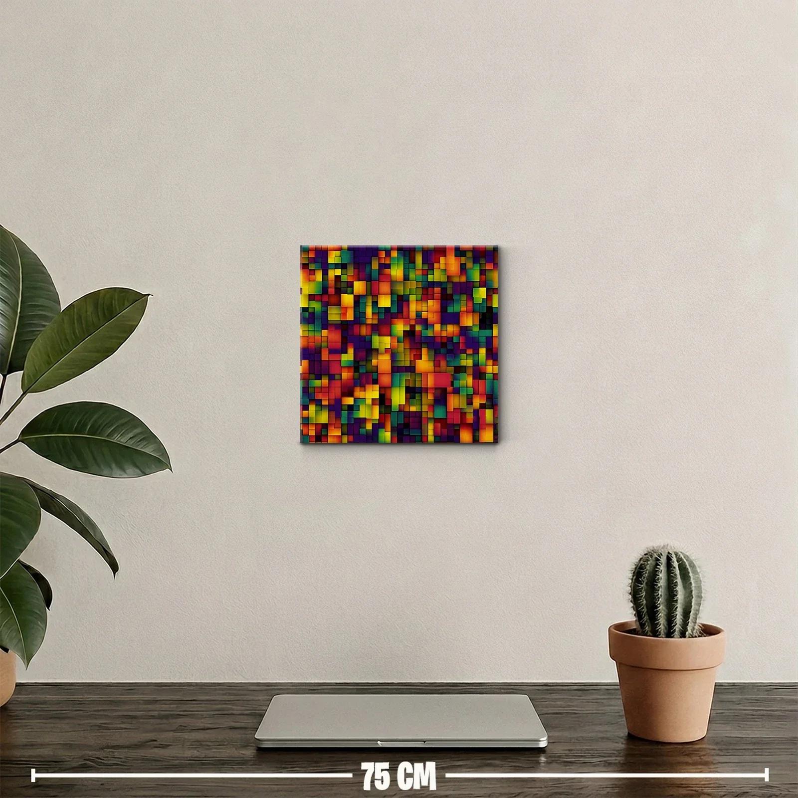 Cuadro abstracto geométrico en colores cálidos y vibrantes — miniatura 2