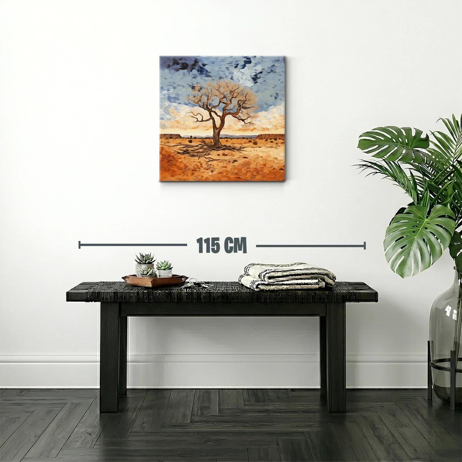 Árbol solitario en paisaje desértico con cielo dramático — miniatura 2