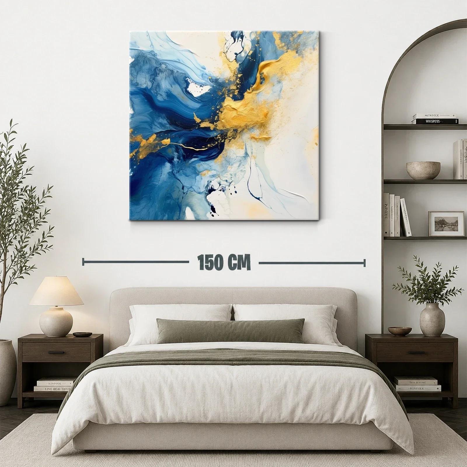 Arte abstracto con tonos azul y dorado vibrante — miniatura 3