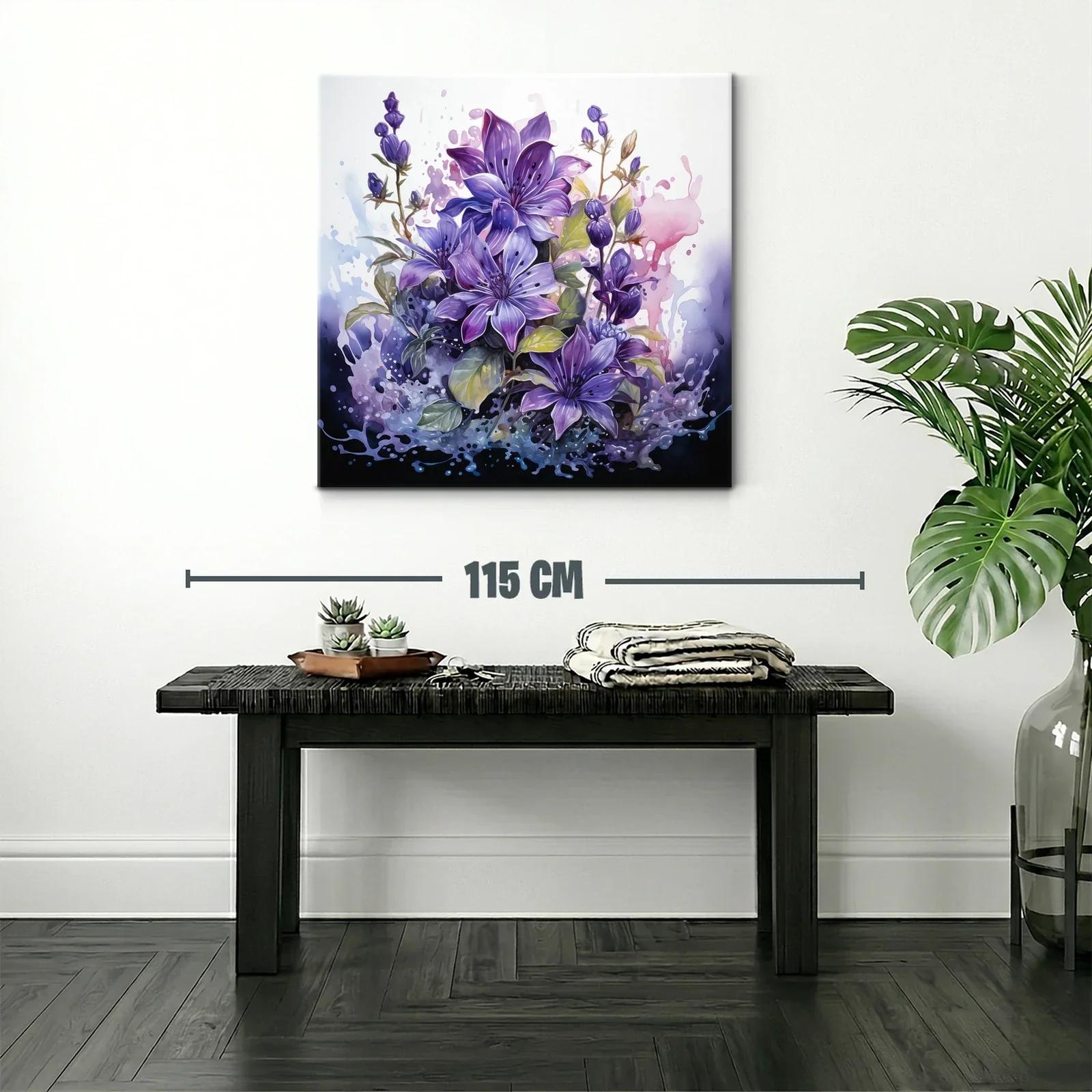 Flores violetas vibrantes con detalles en acuarela — miniatura 2
