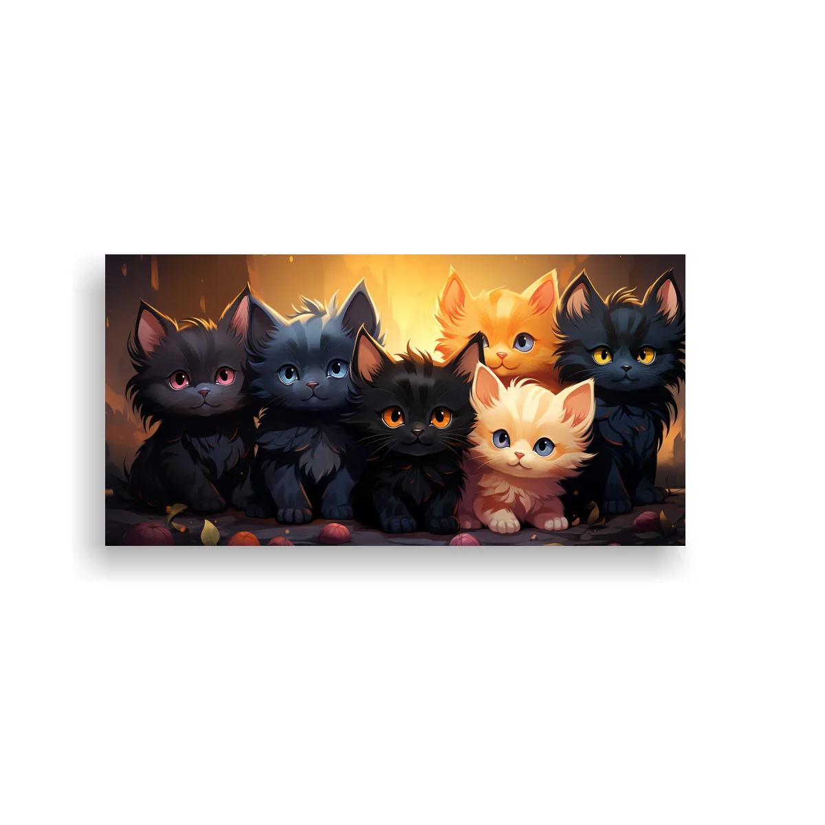 Cuadro grupo de gatitos con ojos grandes y brillantes — imagen principal