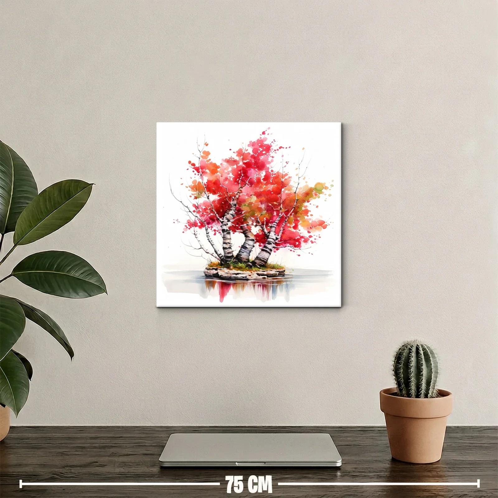 Arboles con hojas rojas reflejados en el agua — miniatura 2
