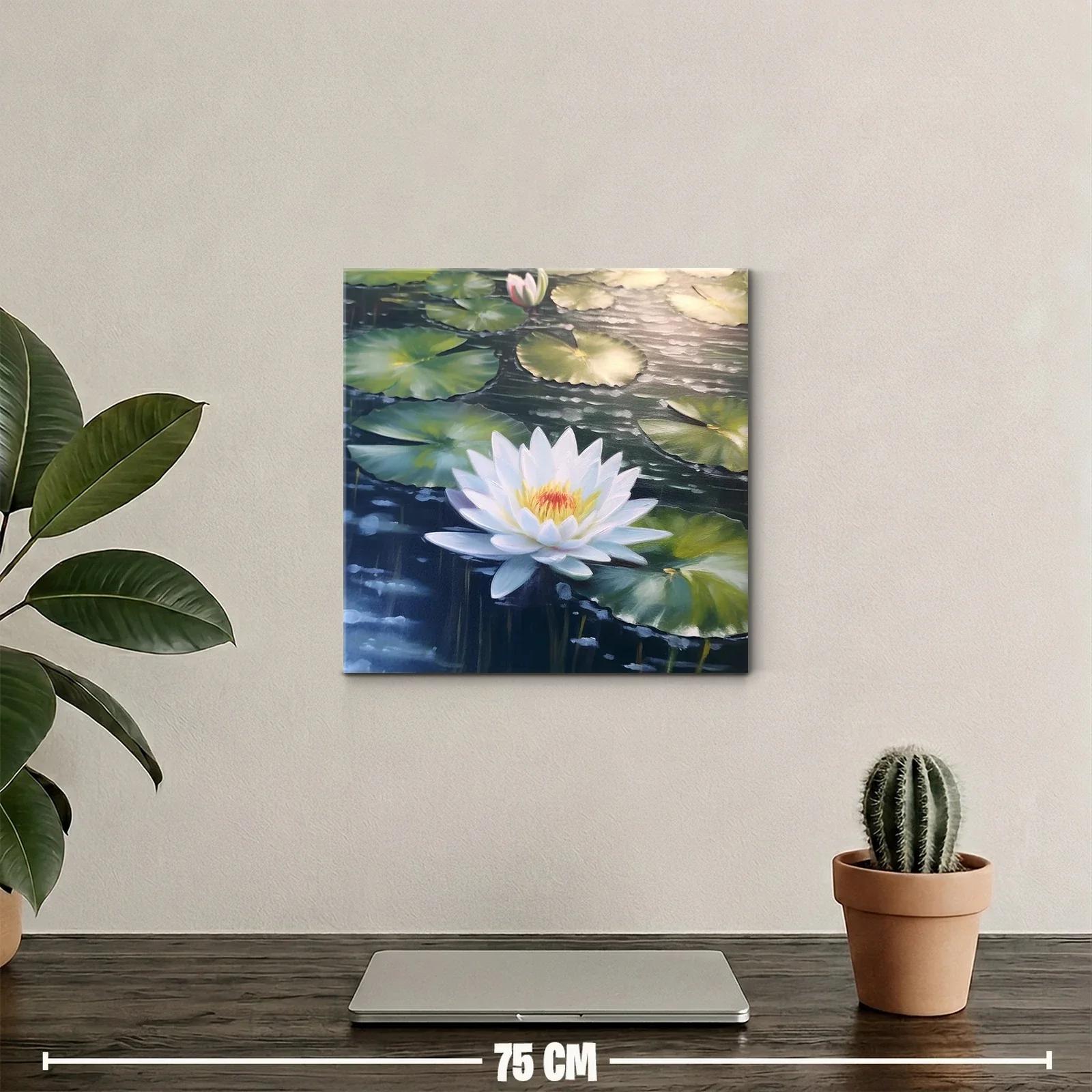 Flor de loto blanca en estanque sereno y natural — miniatura 2
