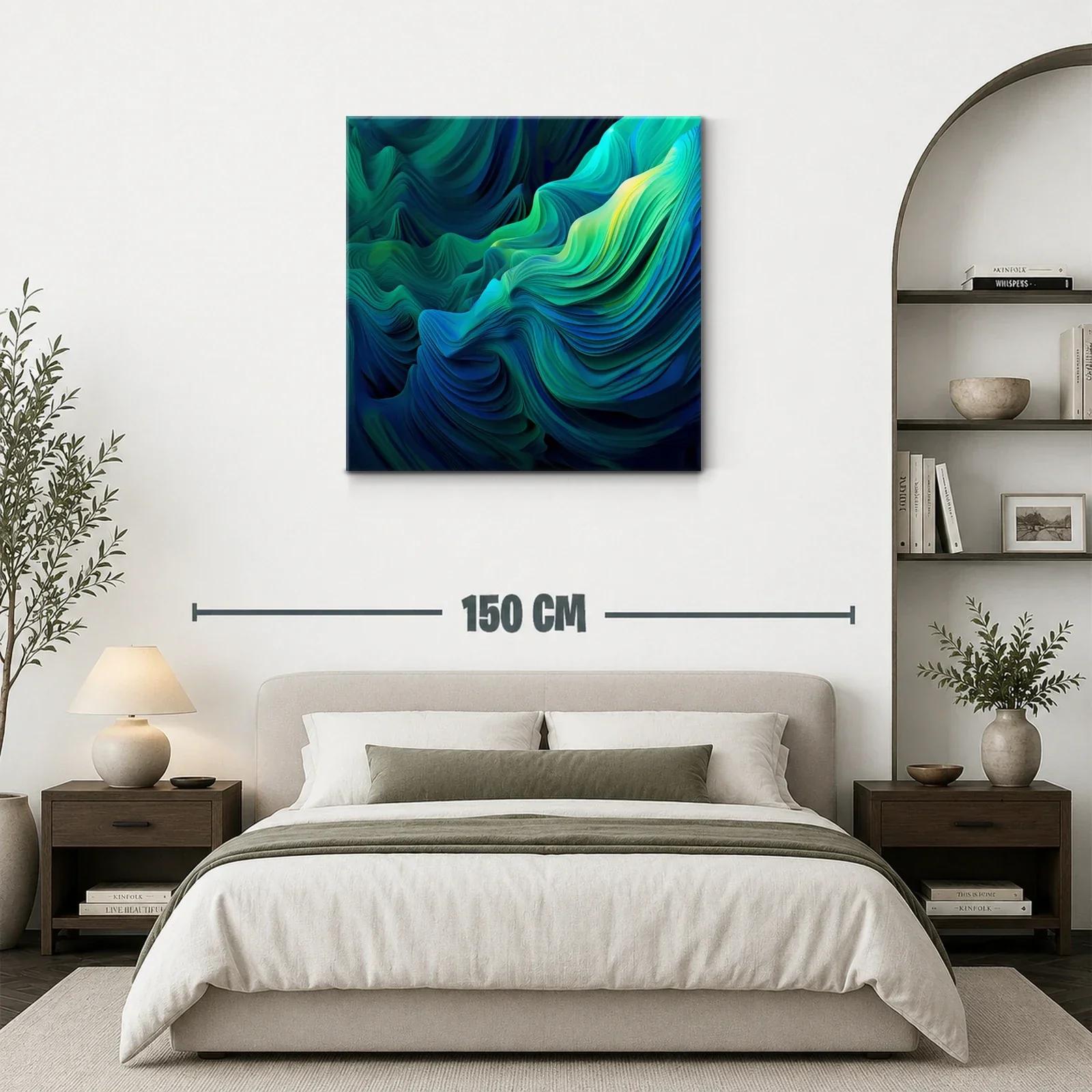 Cuadro Abstracto en Tonos Verdes y Azules Vibrantes — miniatura 3