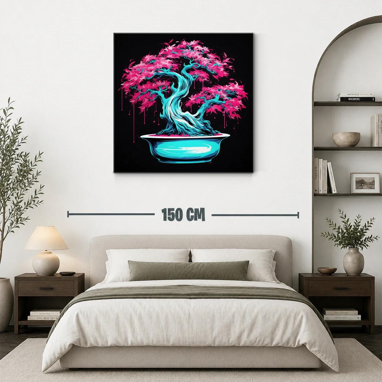 Árbol bonsái vibrante con tonos azul y rosa eléctrico — miniatura 3