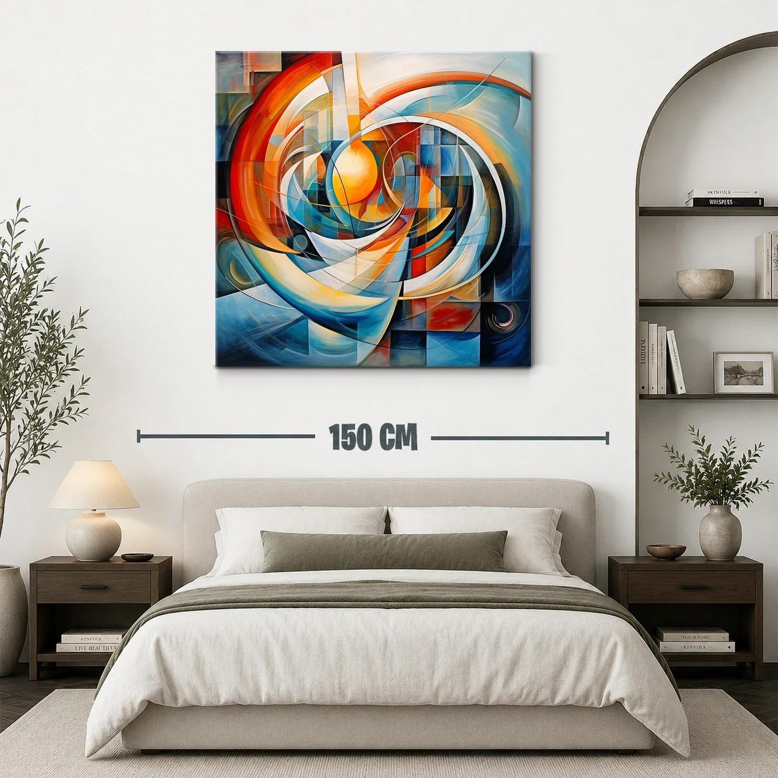 Composición abstracta con círculos y tonos cálidos y fríos — miniatura 3