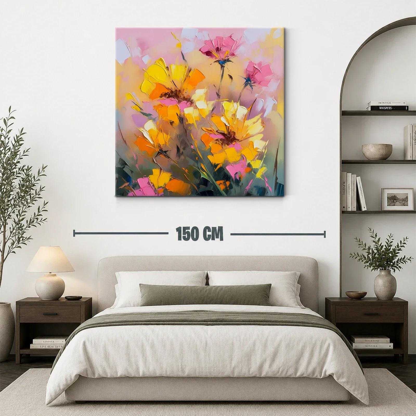 Cuadro floral abstracto en tonos cálidos y vibrantes — miniatura 3