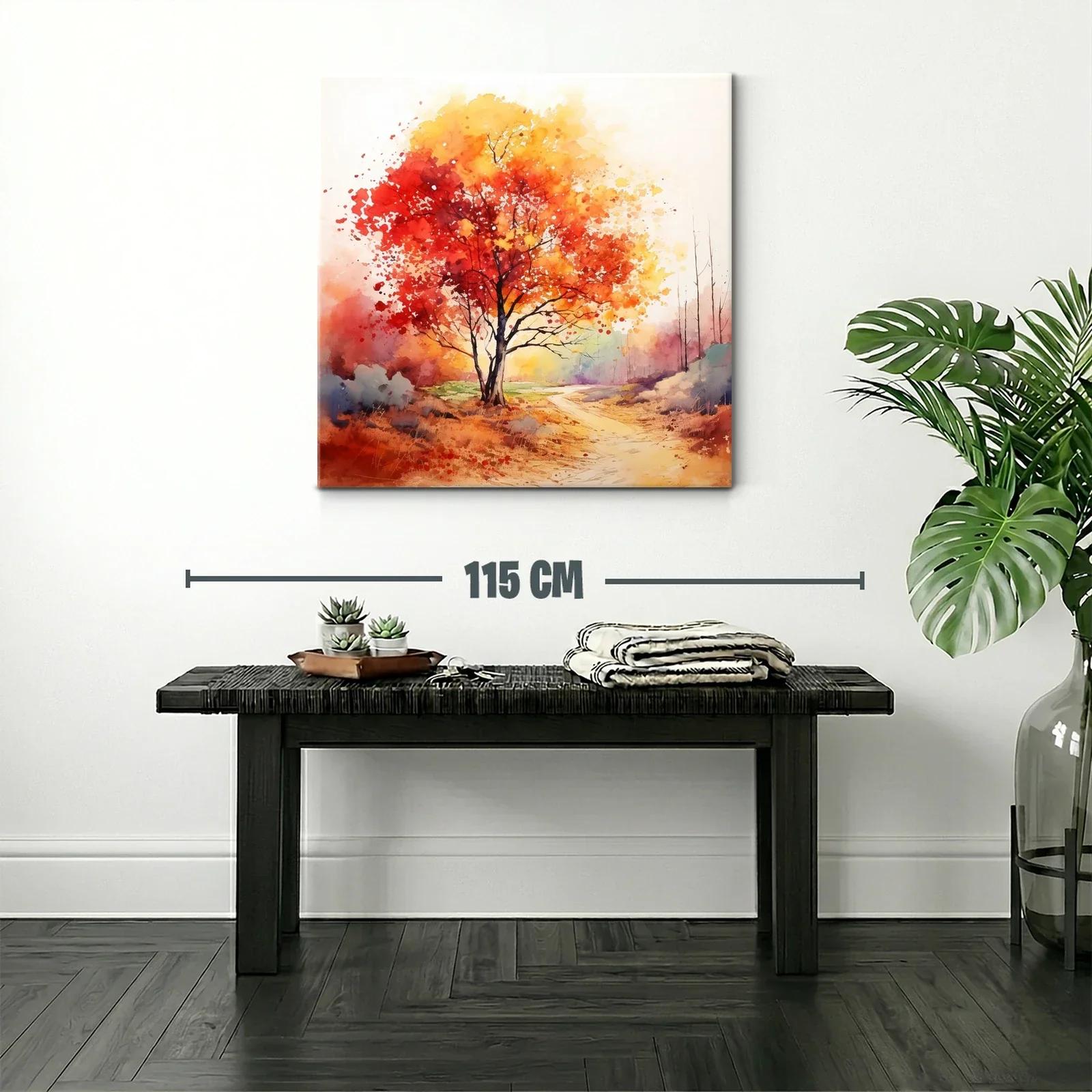 Árbol otoñal con tonos cálidos y camino sereno — miniatura 2