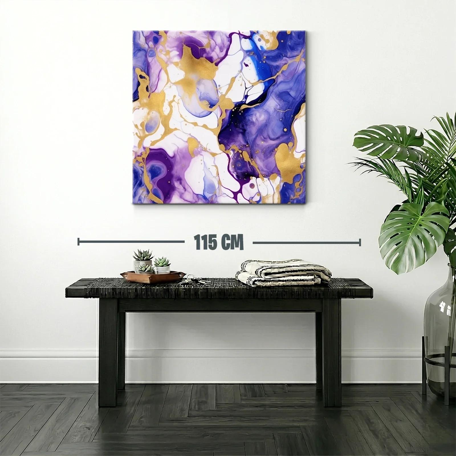 Composición abstracta en tonos violetas y dorados vibrantes — miniatura 2