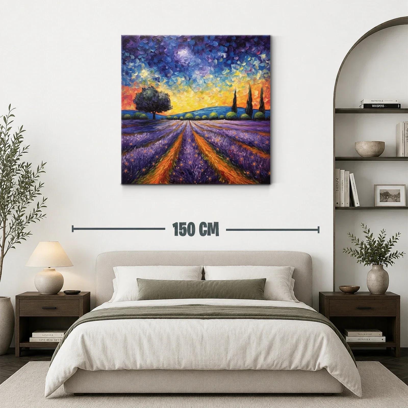 Paisaje de atardecer con campos de lavanda vibrantes — miniatura 3