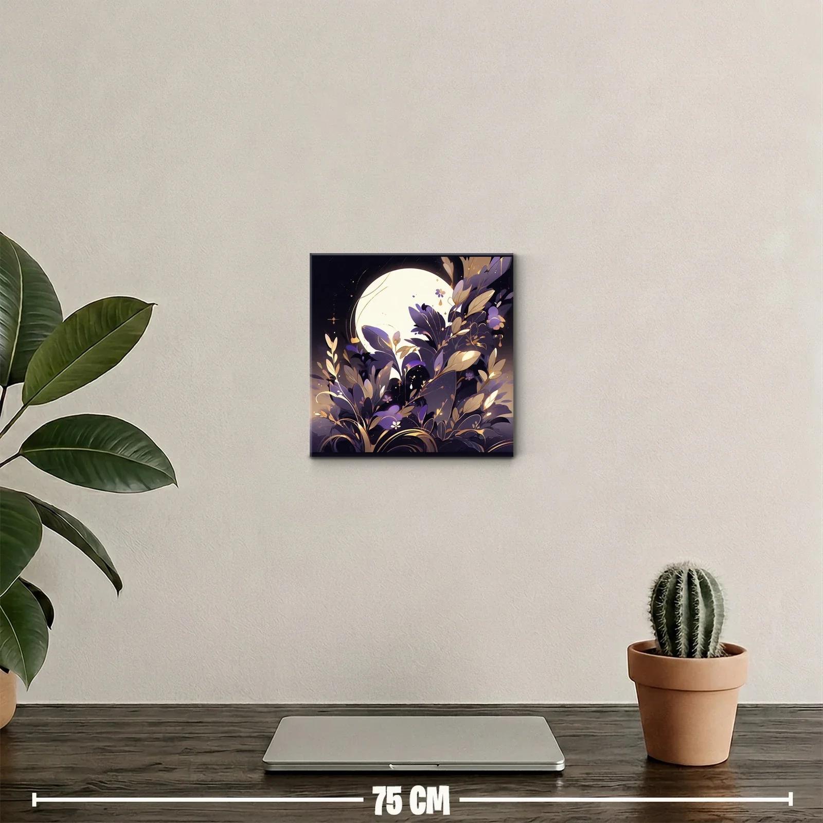 Flores y Luna en tonos morados y dorados — miniatura 2
