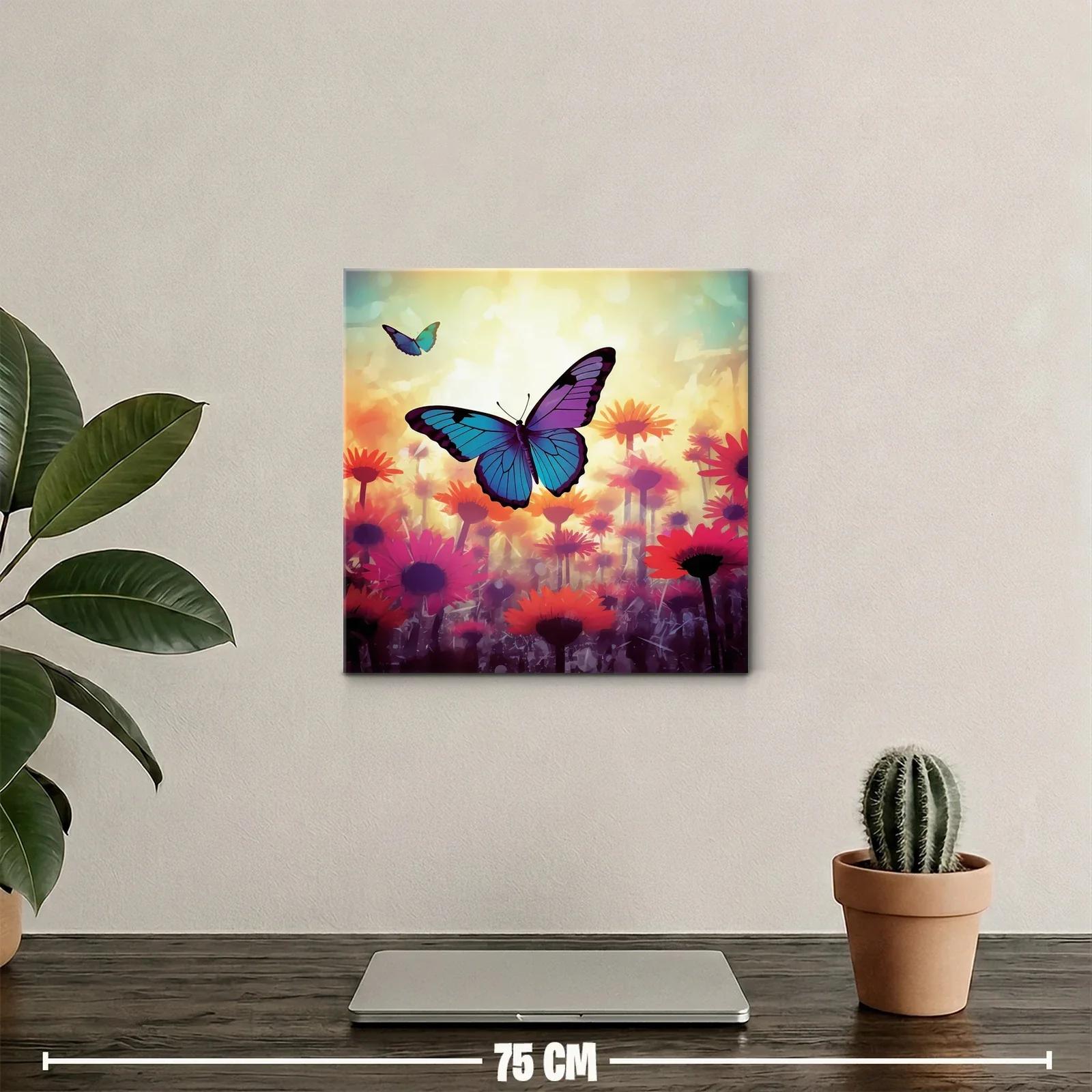 Mariposas vibrantes sobre campo de flores luminosas — miniatura 2