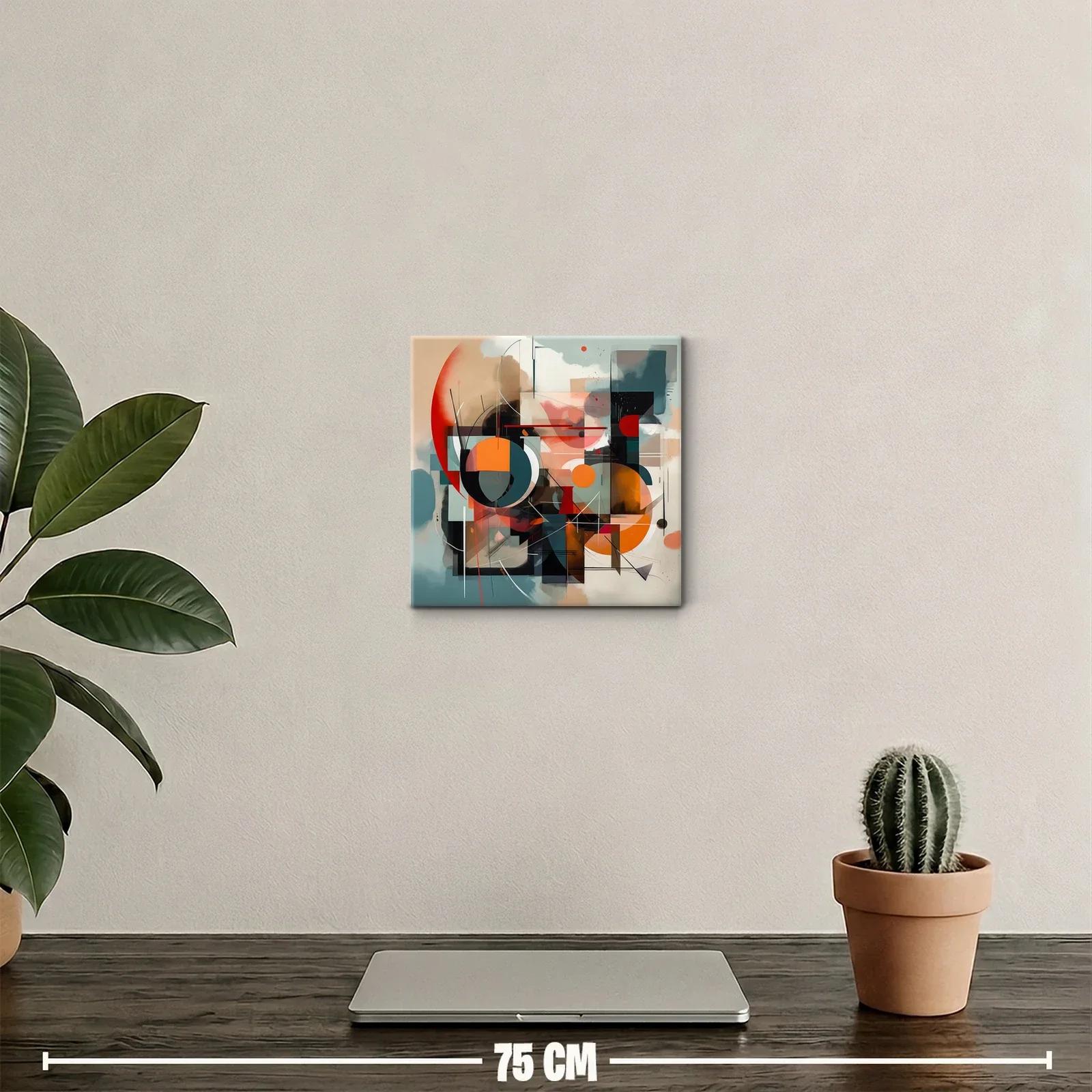 Cuadro abstracto con formas geométricas y paleta cálida — miniatura 2